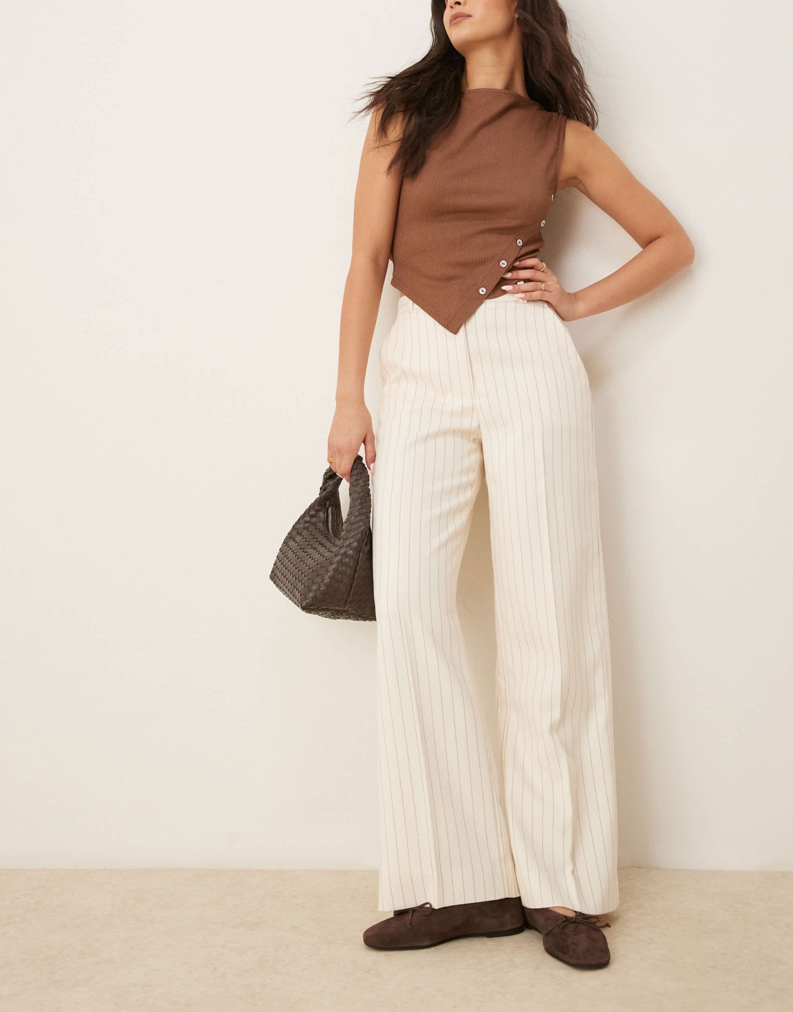 Abercrombie & Fitch high rise loose trousers in cream pinstripe - ASOS Sample Sale