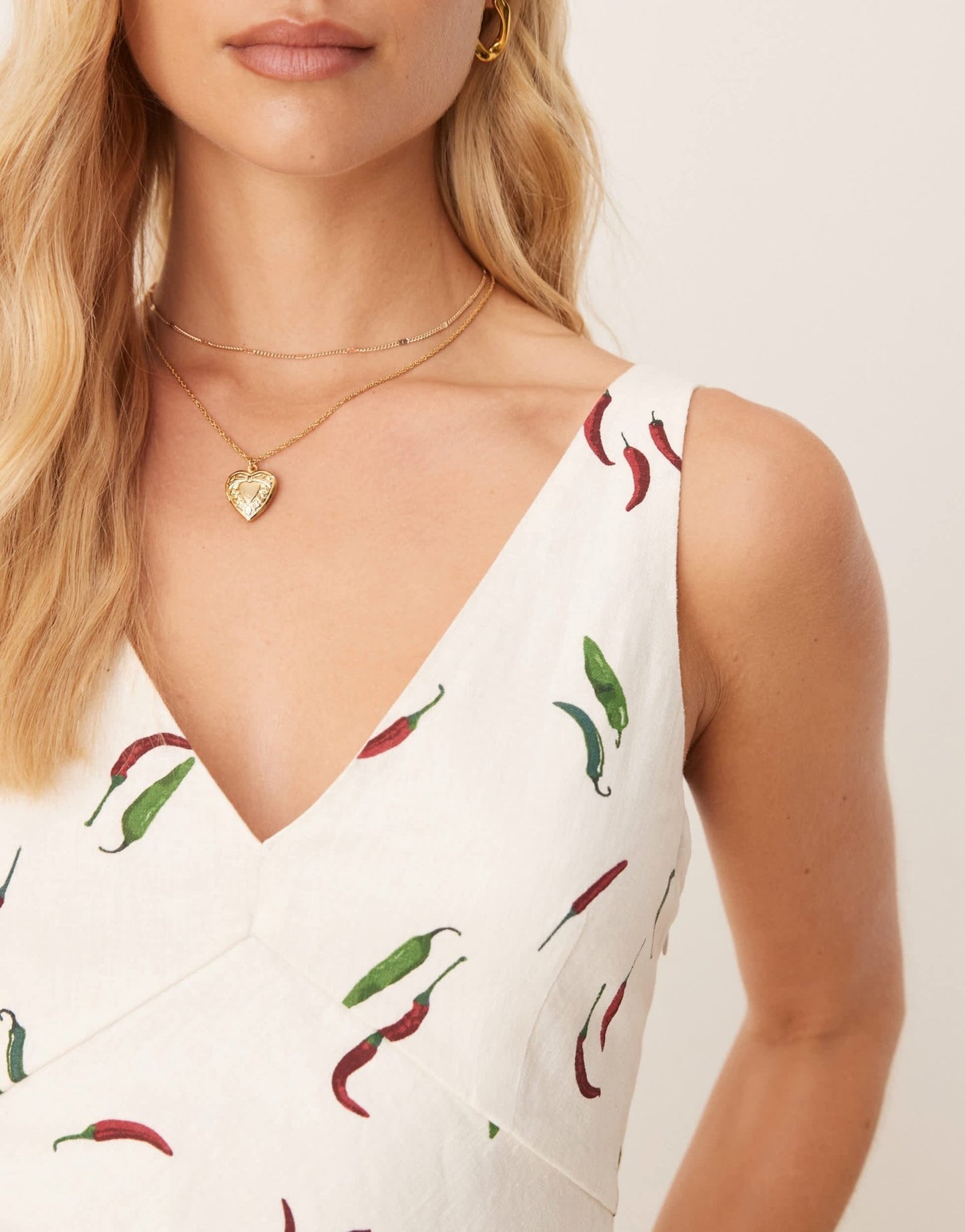 Abercrombie & Fitch high square neck linen mini dress in green print - ASOS Sample Sale