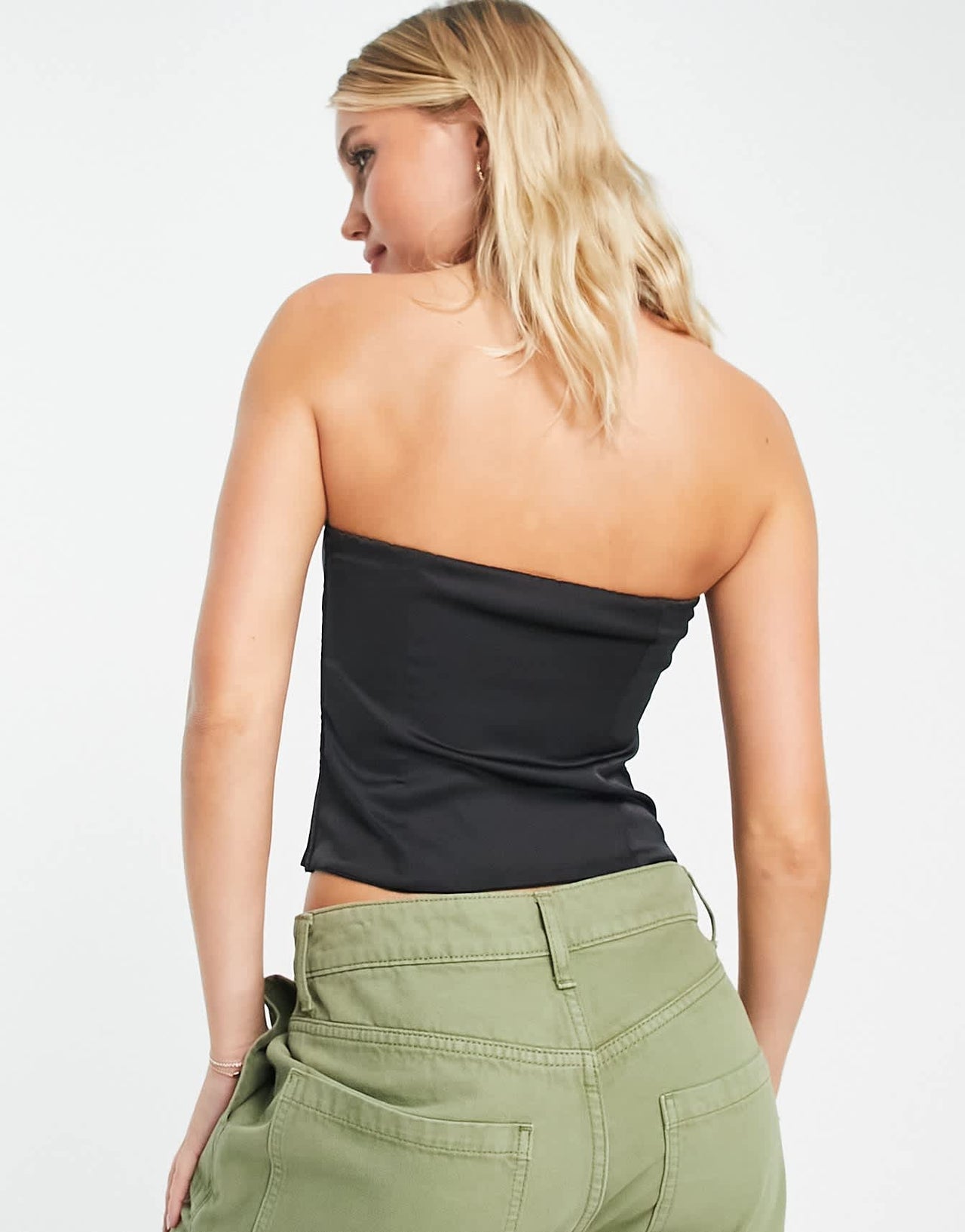 Abercrombie & Fitch hook and eye corset top in black - ASOS Sample Sale