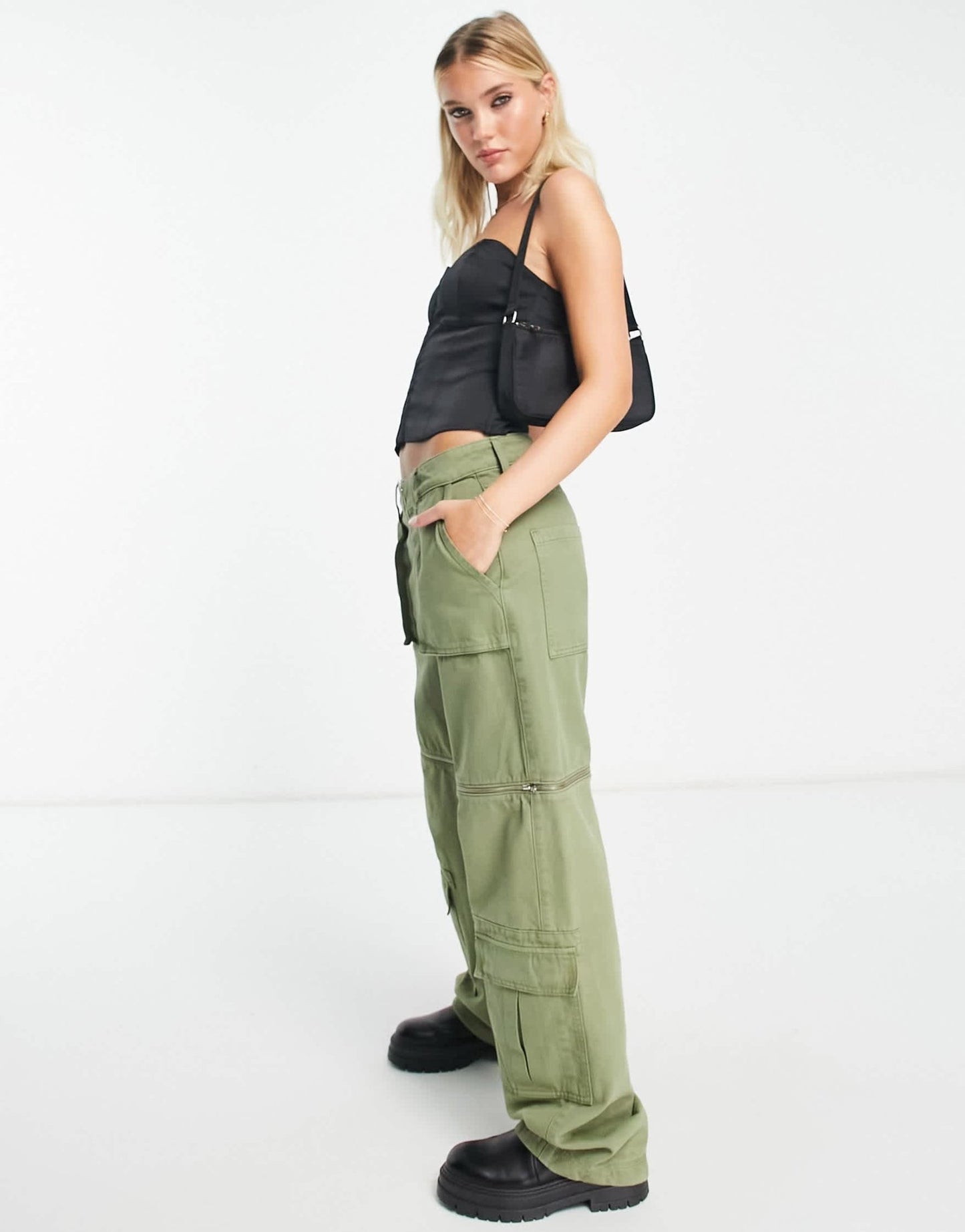 Abercrombie & Fitch hook and eye corset top in black - ASOS Sample Sale