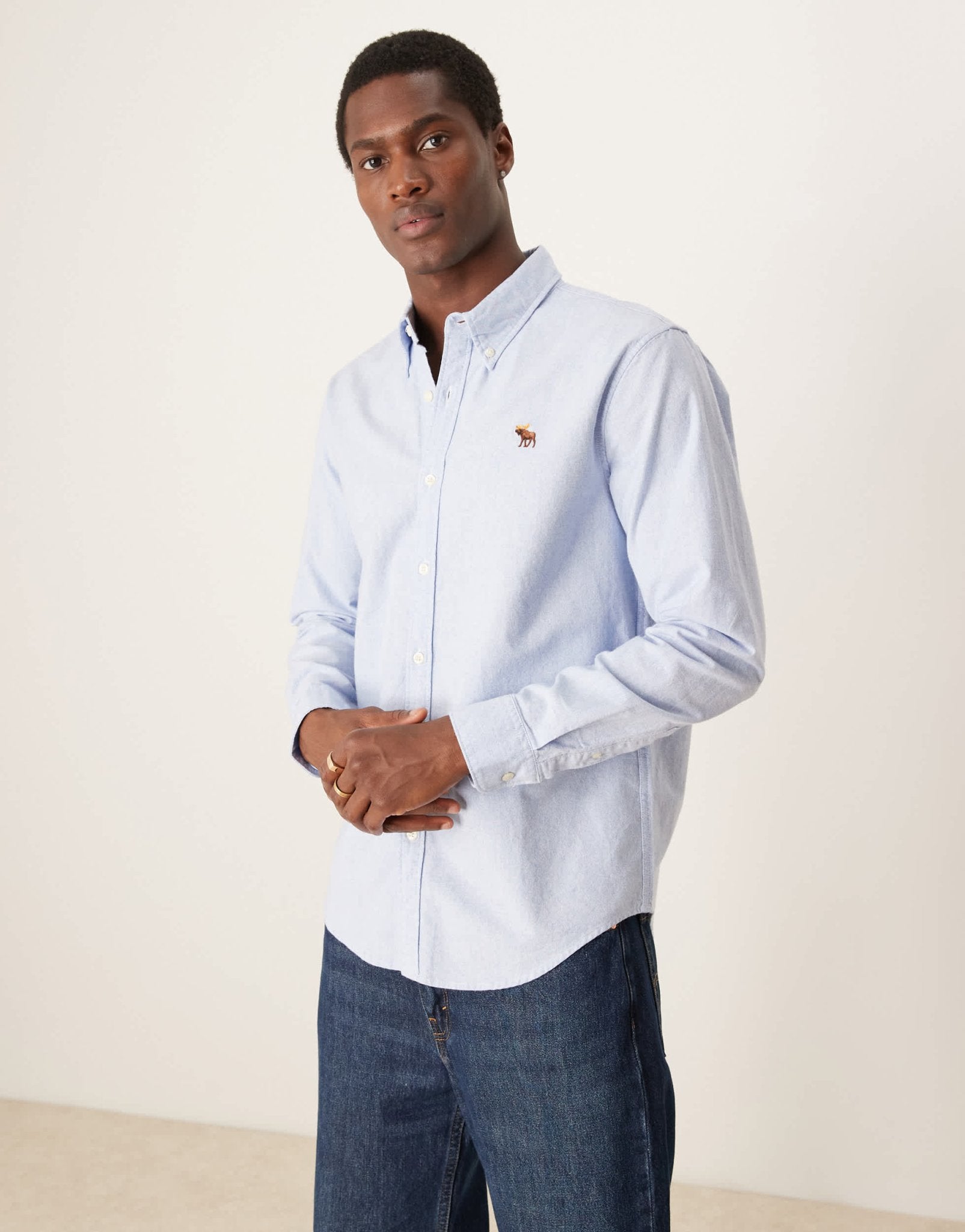 Abercrombie & Fitch icon logo oxford shirt in light blue - ASOS Sample Sale
