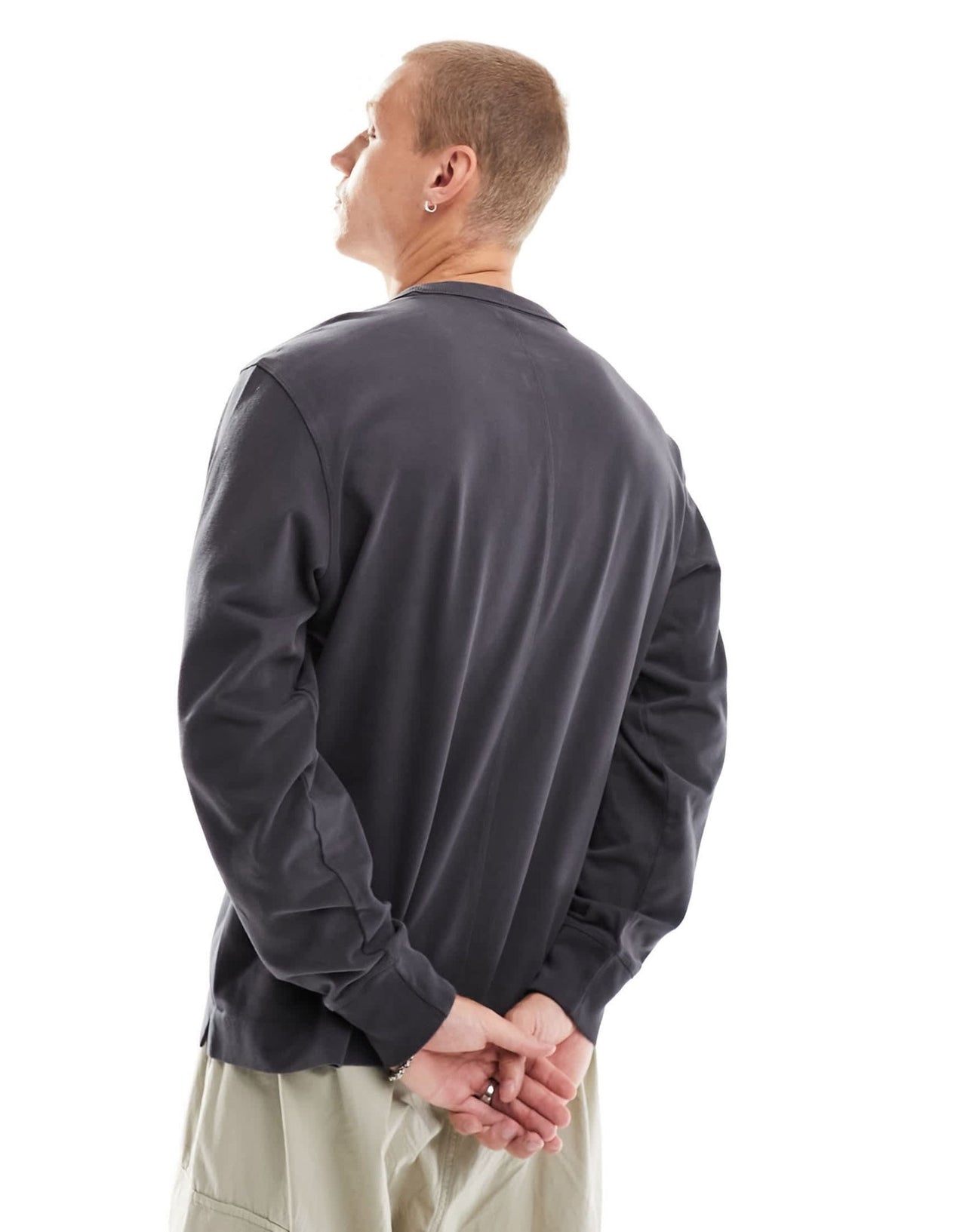 Abercrombie & Fitch icon logo premium henley long sleeve in washed black - ASOS Sample Sale