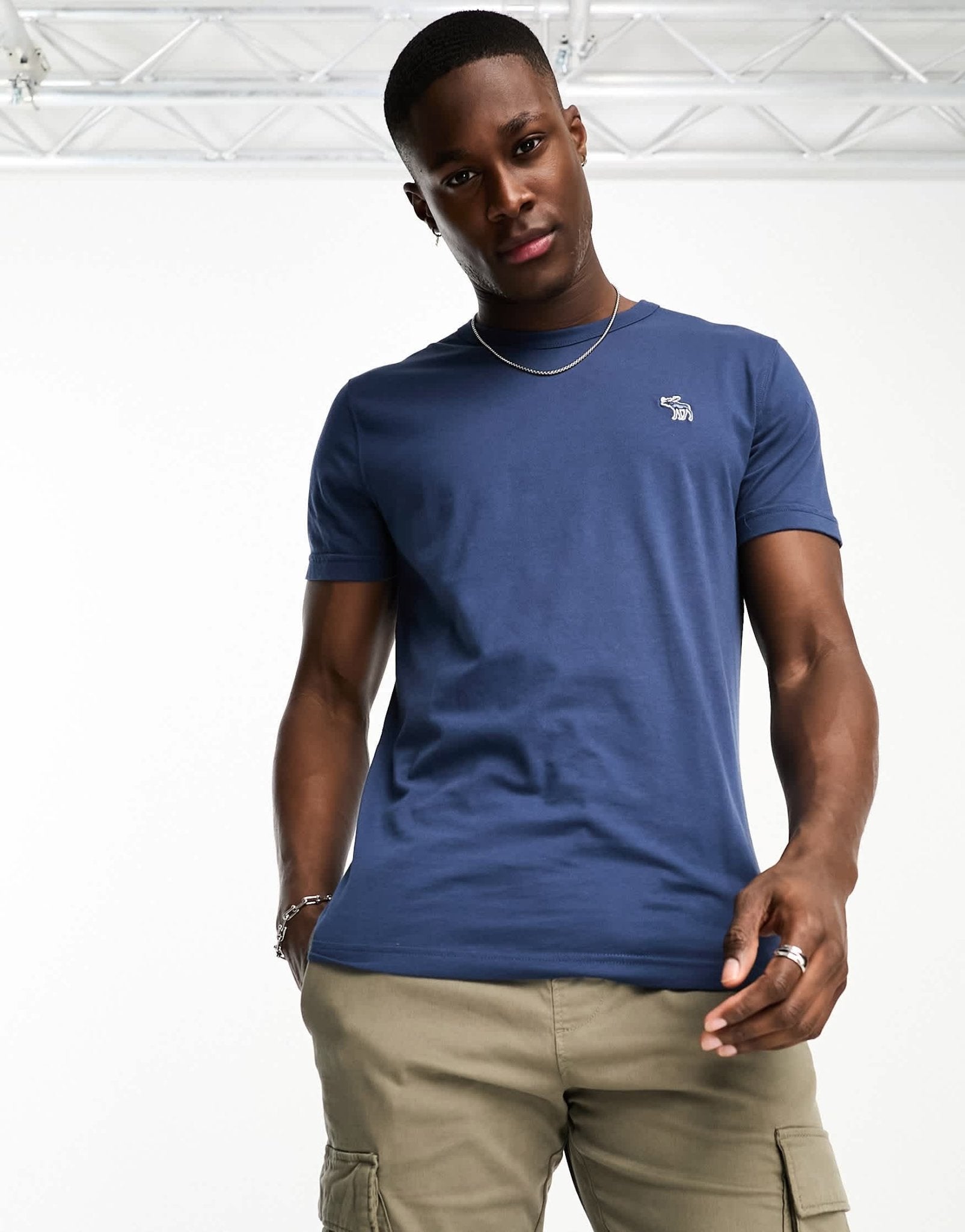 Abercrombie & Fitch icon logo t-shirt in mid blue - ASOS Sample Sale