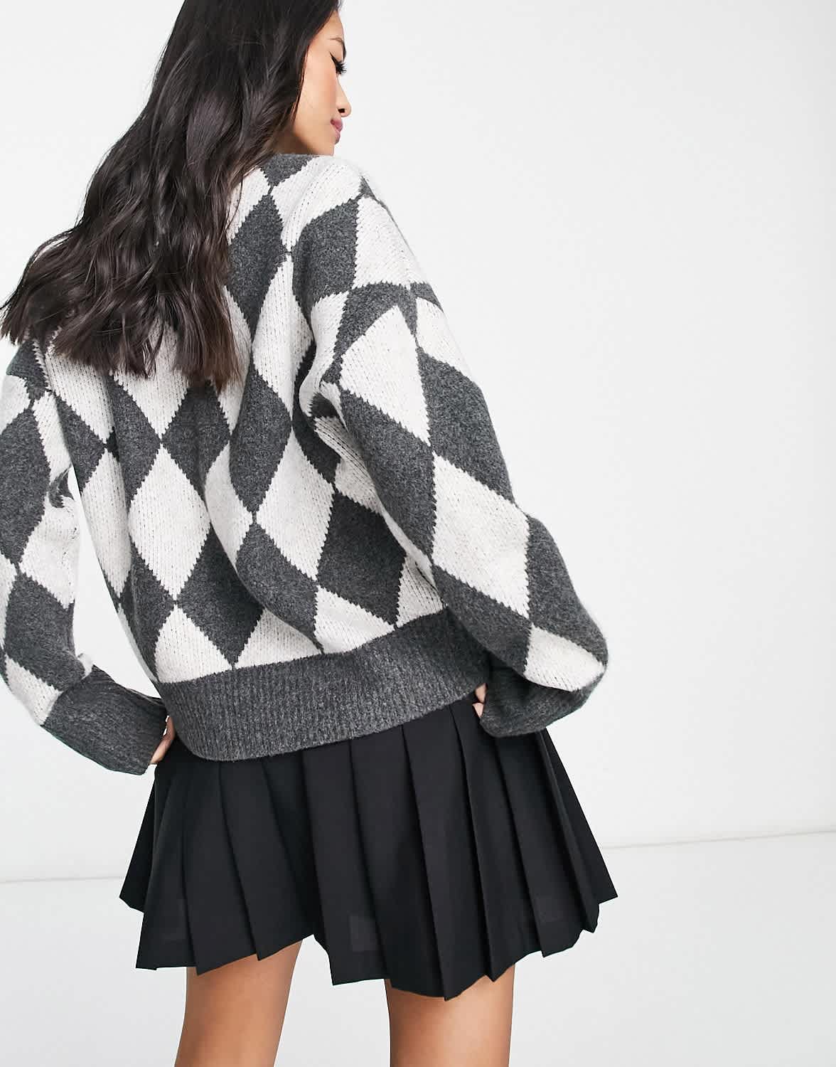 Abercrombie & Fitch knitted crew neck jumper in black and white - ASOS Sample Sale