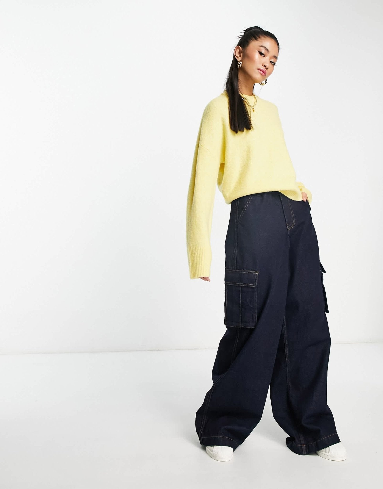 Abercrombie & Fitch knitted crew neck jumper in yellow - ASOS Sample Sale