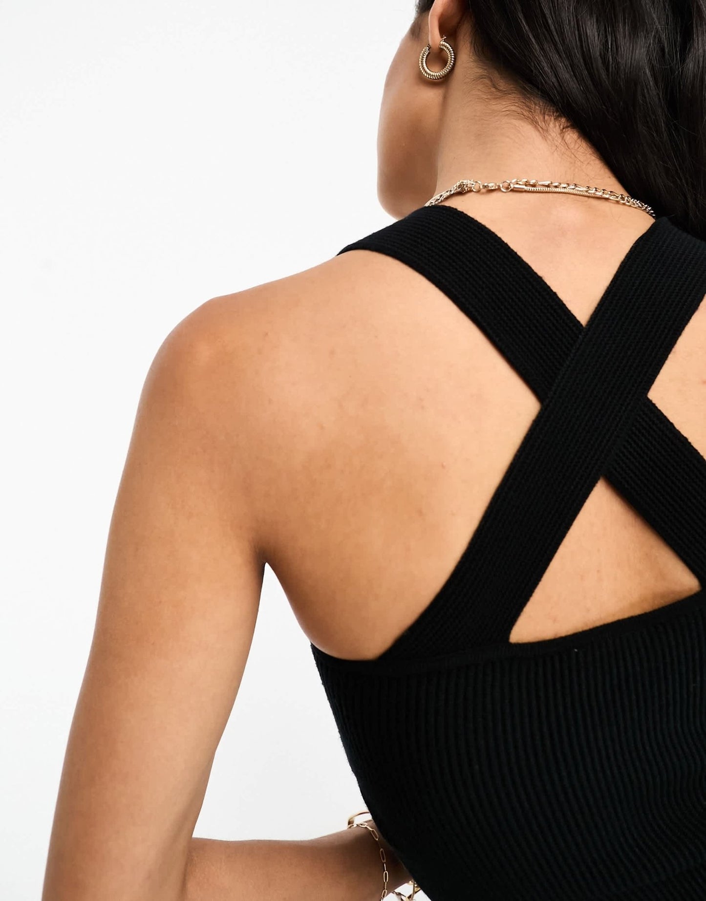 Abercrombie & Fitch knitted cross back top in black - ASOS Sample Sale