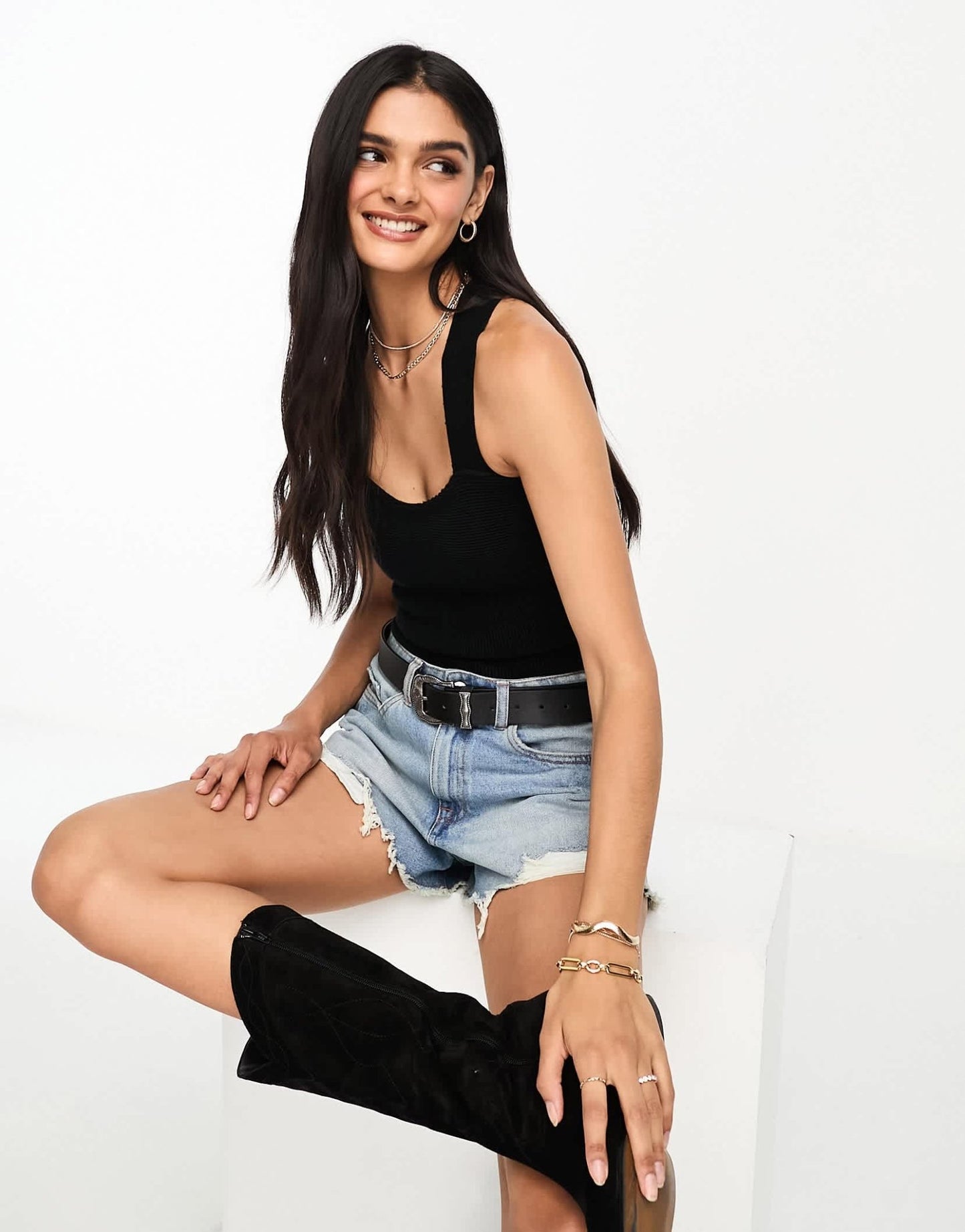 Abercrombie & Fitch knitted cross back top in black - ASOS Sample Sale