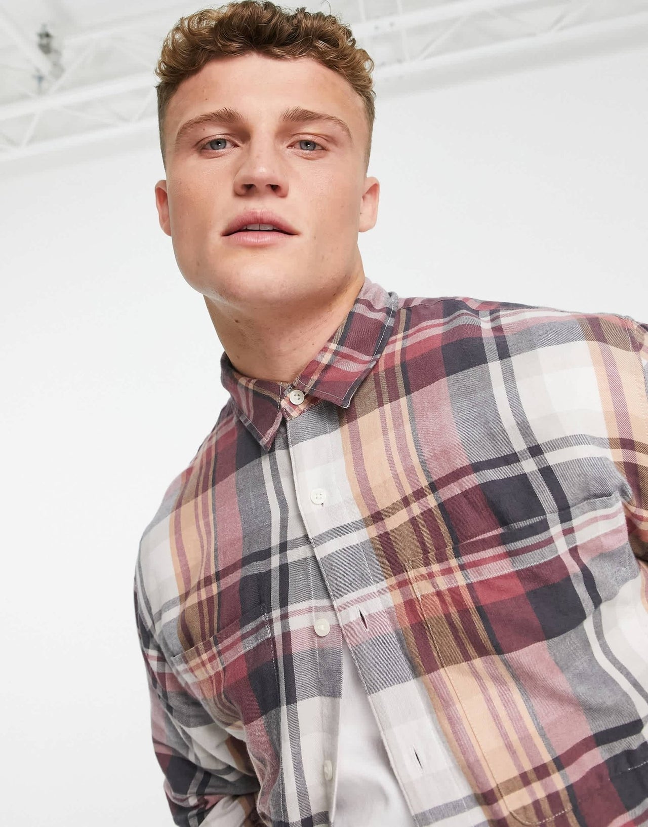 Abercrombie & Fitch lightweight check flannel shirt in burgundy - ASOS Sample Sale