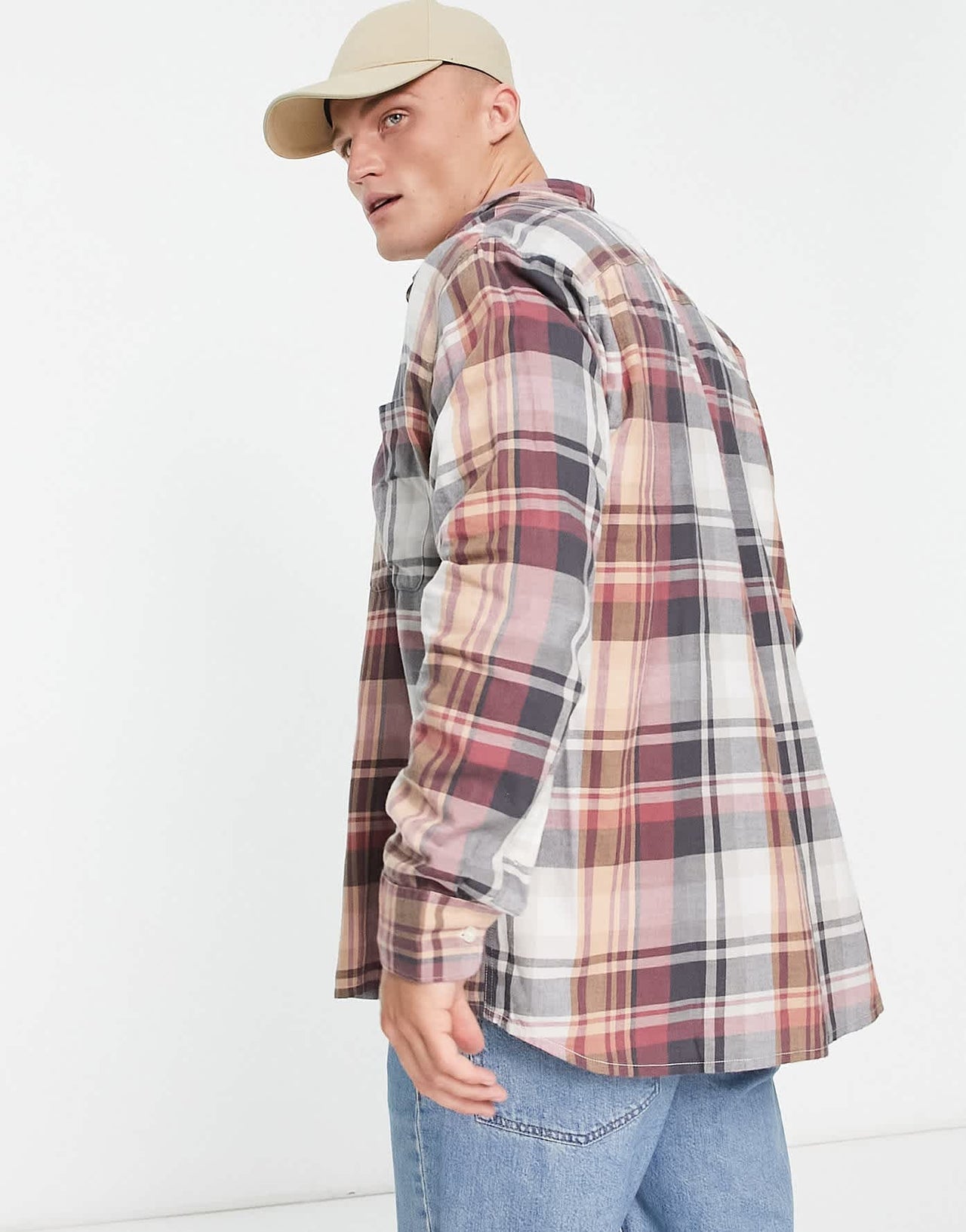 Abercrombie & Fitch lightweight check flannel shirt in burgundy - ASOS Sample Sale