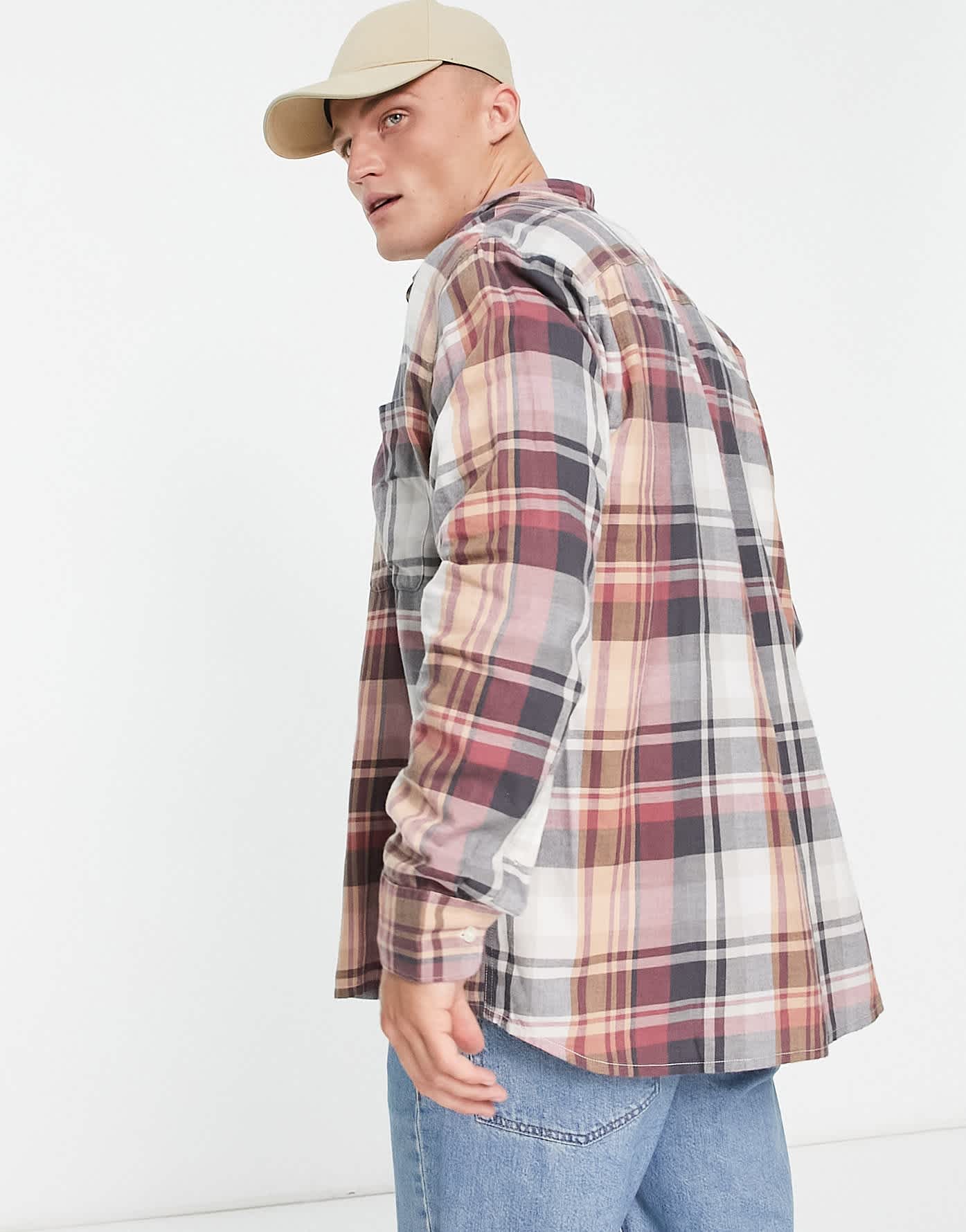 Abercrombie & Fitch lightweight check flannel shirt in burgundy - ASOS Sample Sale