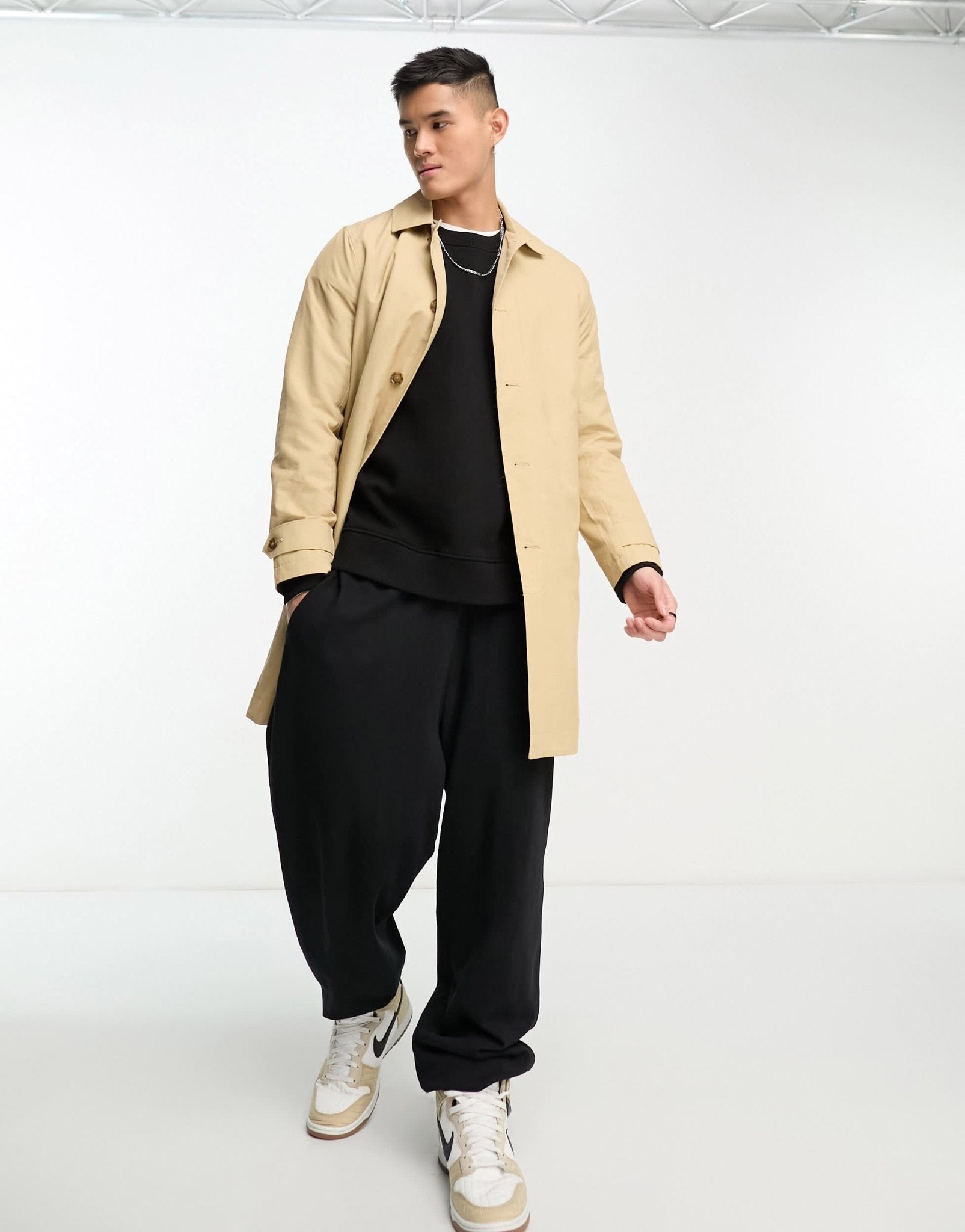 Abercrombie & Fitch lightweight mac overcoat in beige - ASOS Sample Sale