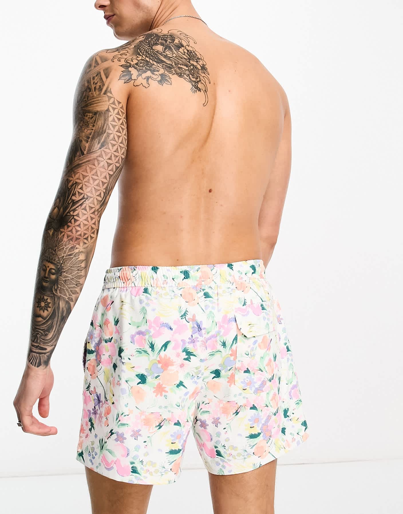 Abercrombie & Fitch lined 5inch floral swim shorts in white - ASOS Sample Sale