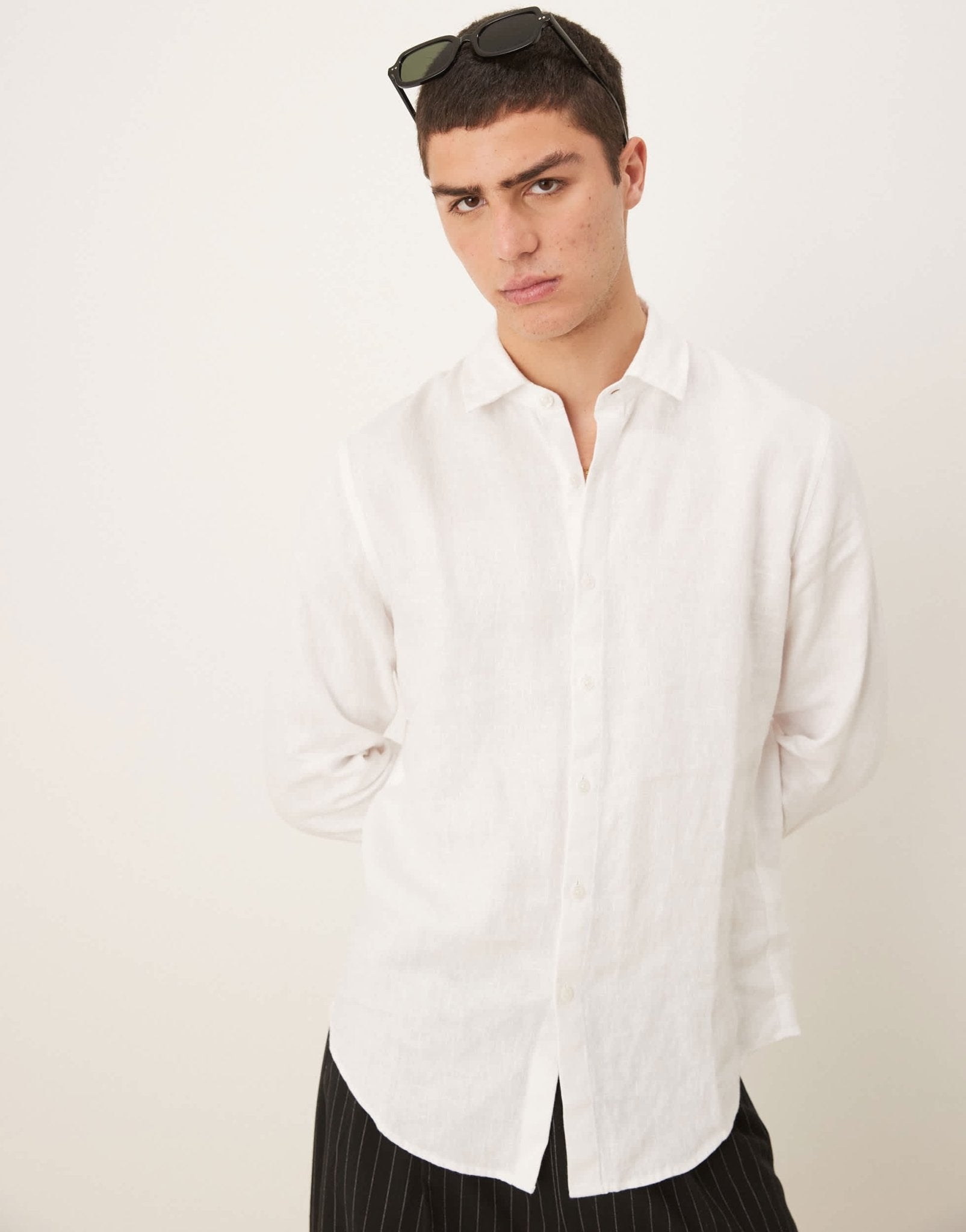 Abercrombie & Fitch linen dress shirt in white - ASOS Sample Sale