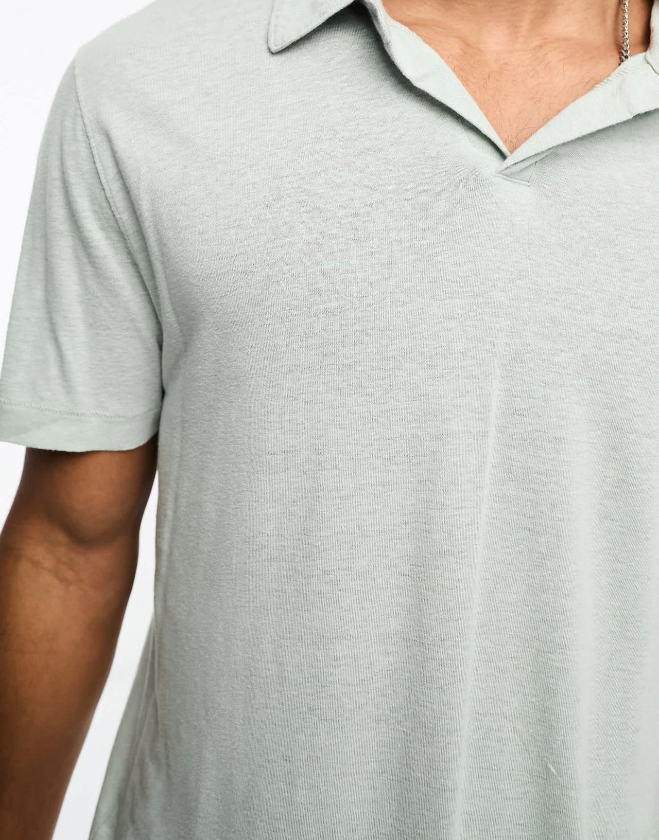 Abercrombie & Fitch linen polo shirt in green/grey - ASOS Sample Sale