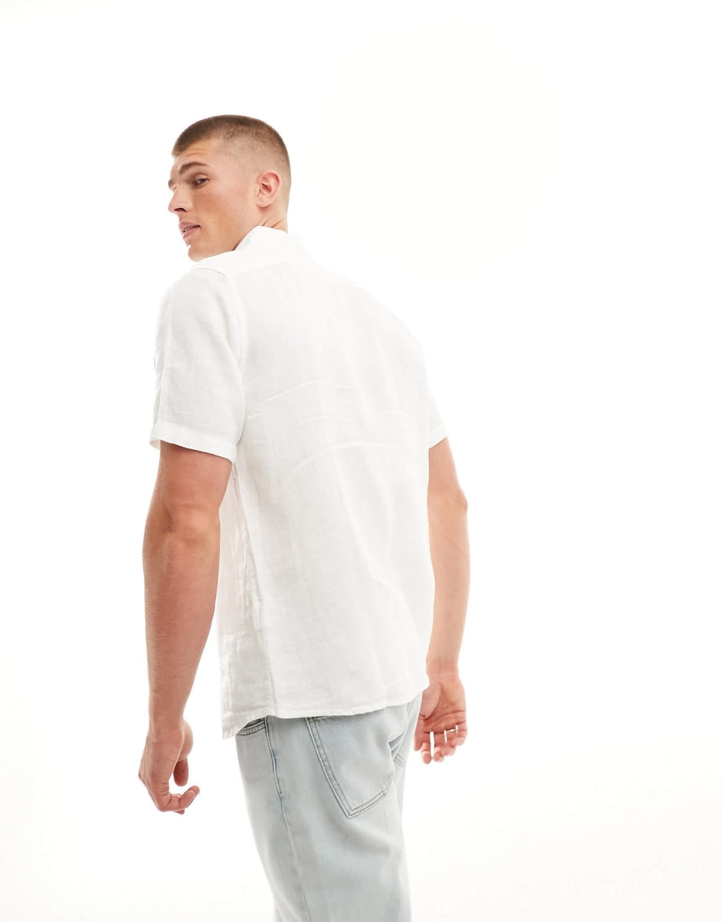 Abercrombie & Fitch linen short sleeve shirt in white - ASOS Sample Sale