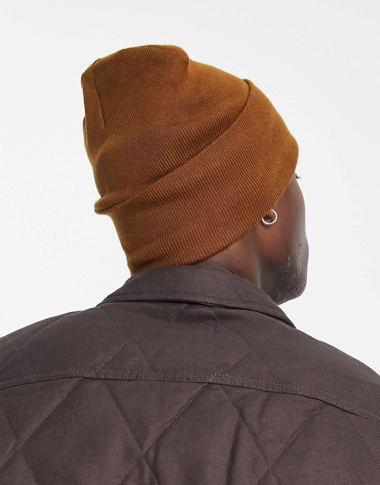 Abercrombie & Fitch logo patch tall knit beanie in brown - ASOS Sample Sale