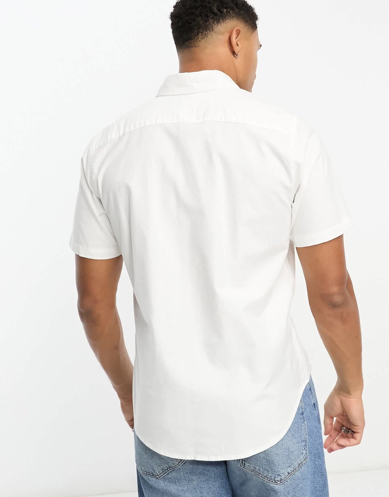 Abercrombie & Fitch logo short sleeve oxford shirt in white - ASOS Sample Sale