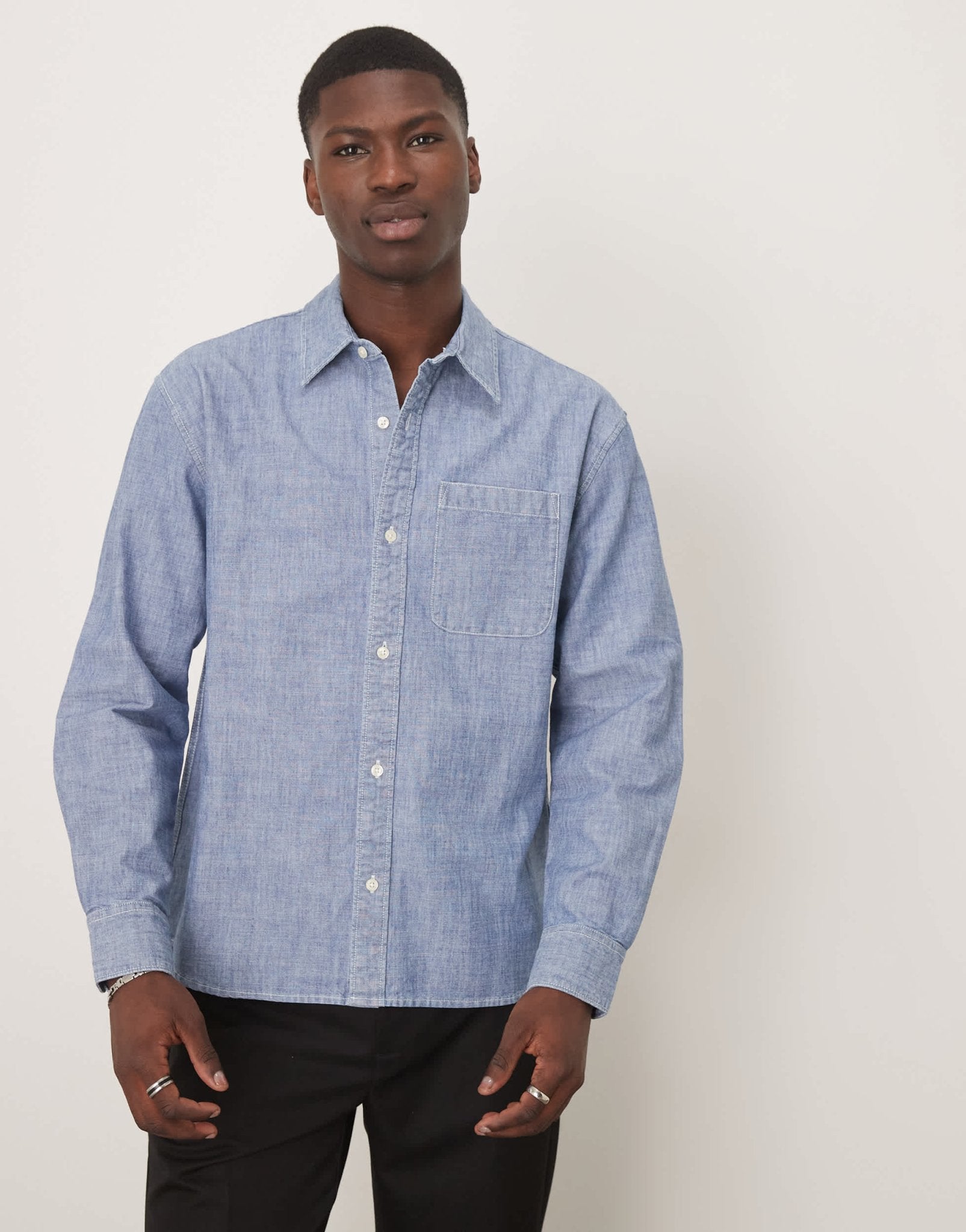 Abercrombie & Fitch long sleeve denim shirt in indigo - ASOS Sample Sale