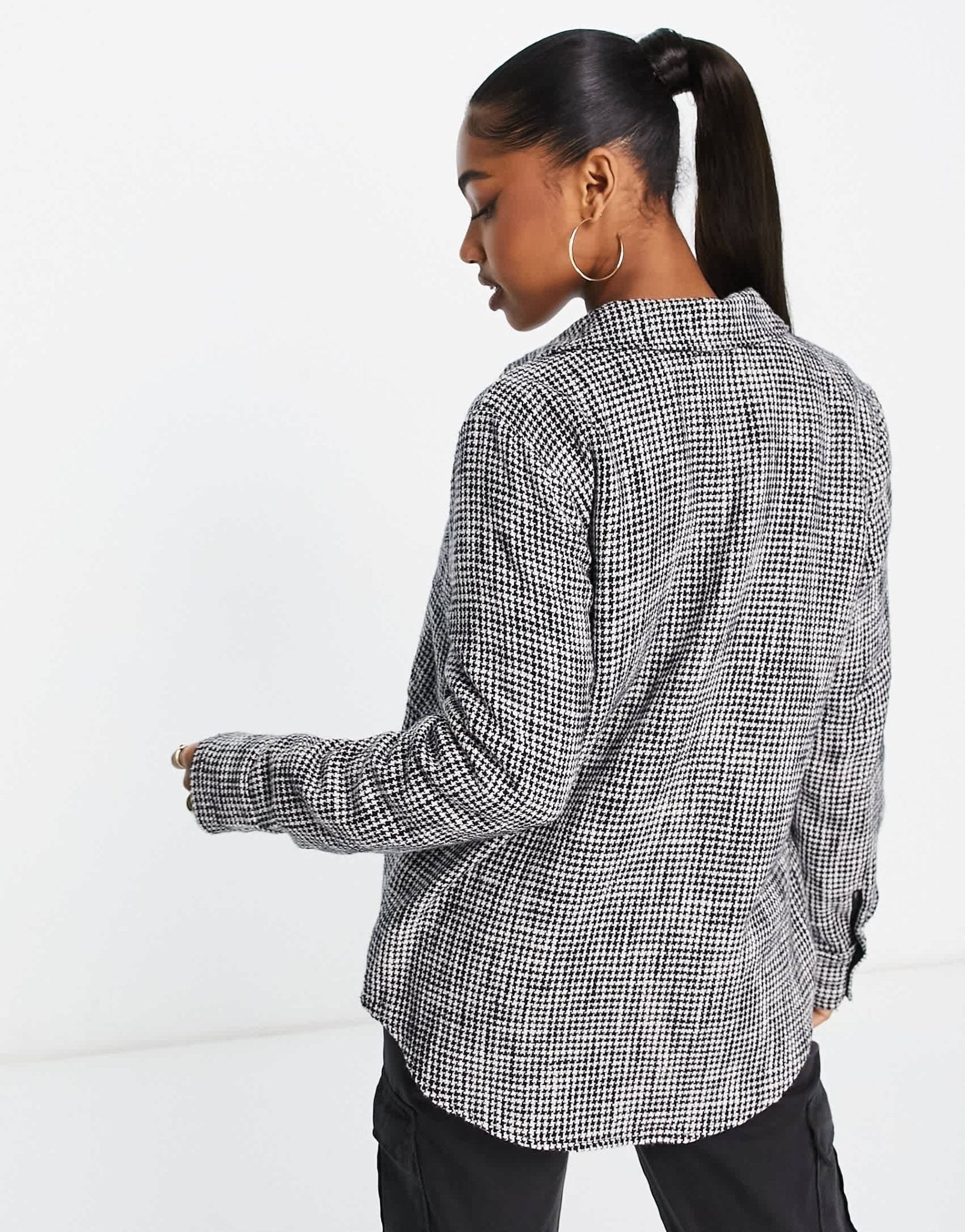 Abercrombie & Fitch long sleeve oversized tweed shirt in grey - ASOS Sample Sale