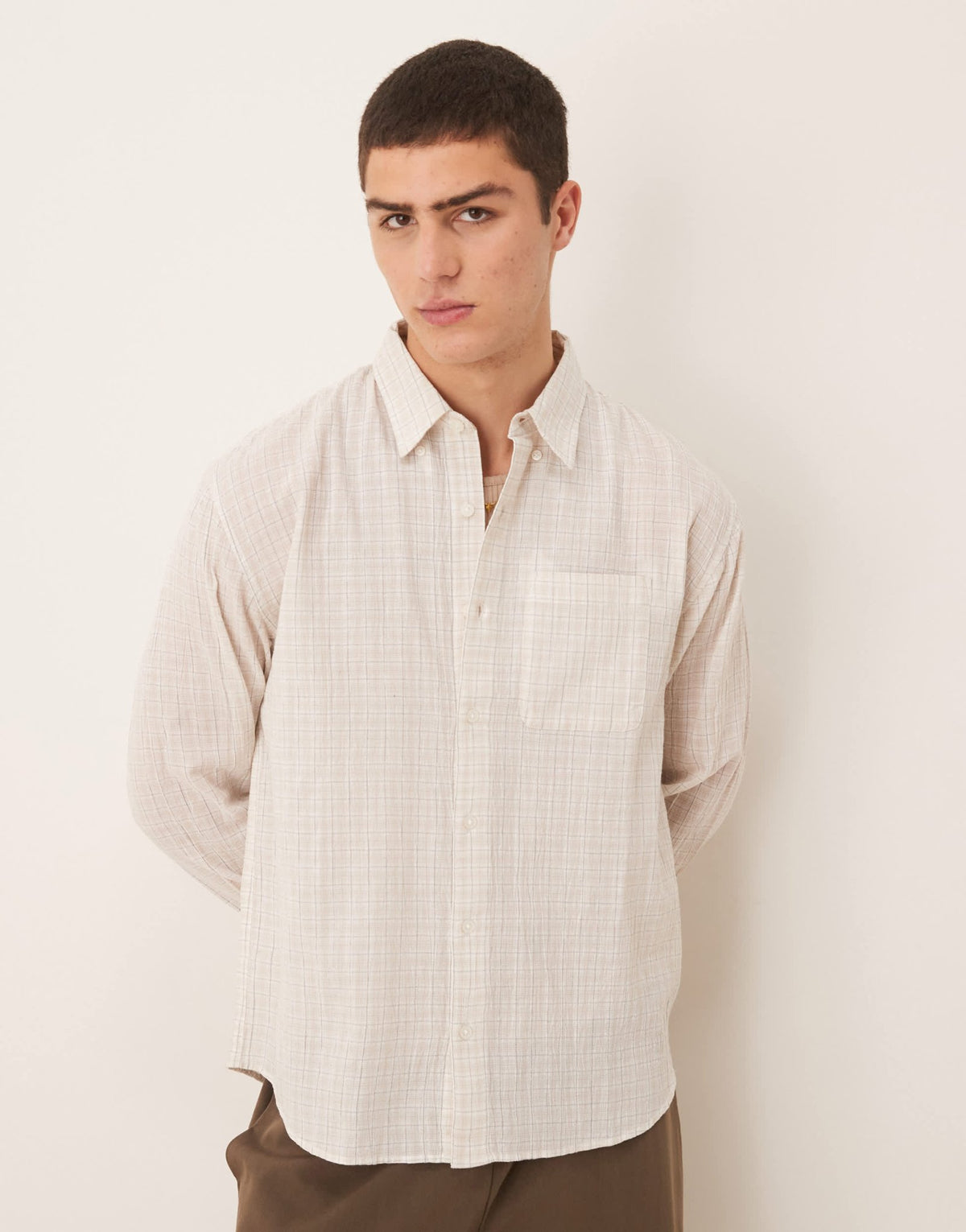 Abercrombie & Fitch long sleeve plaid shirt in grey check - ASOS Sample Sale