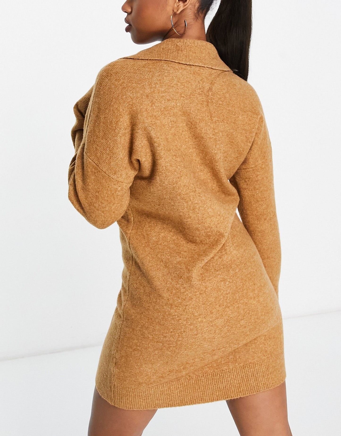 Abercrombie & Fitch long sleeve polo neck mini sweater dress in brown - ASOS Sample Sale