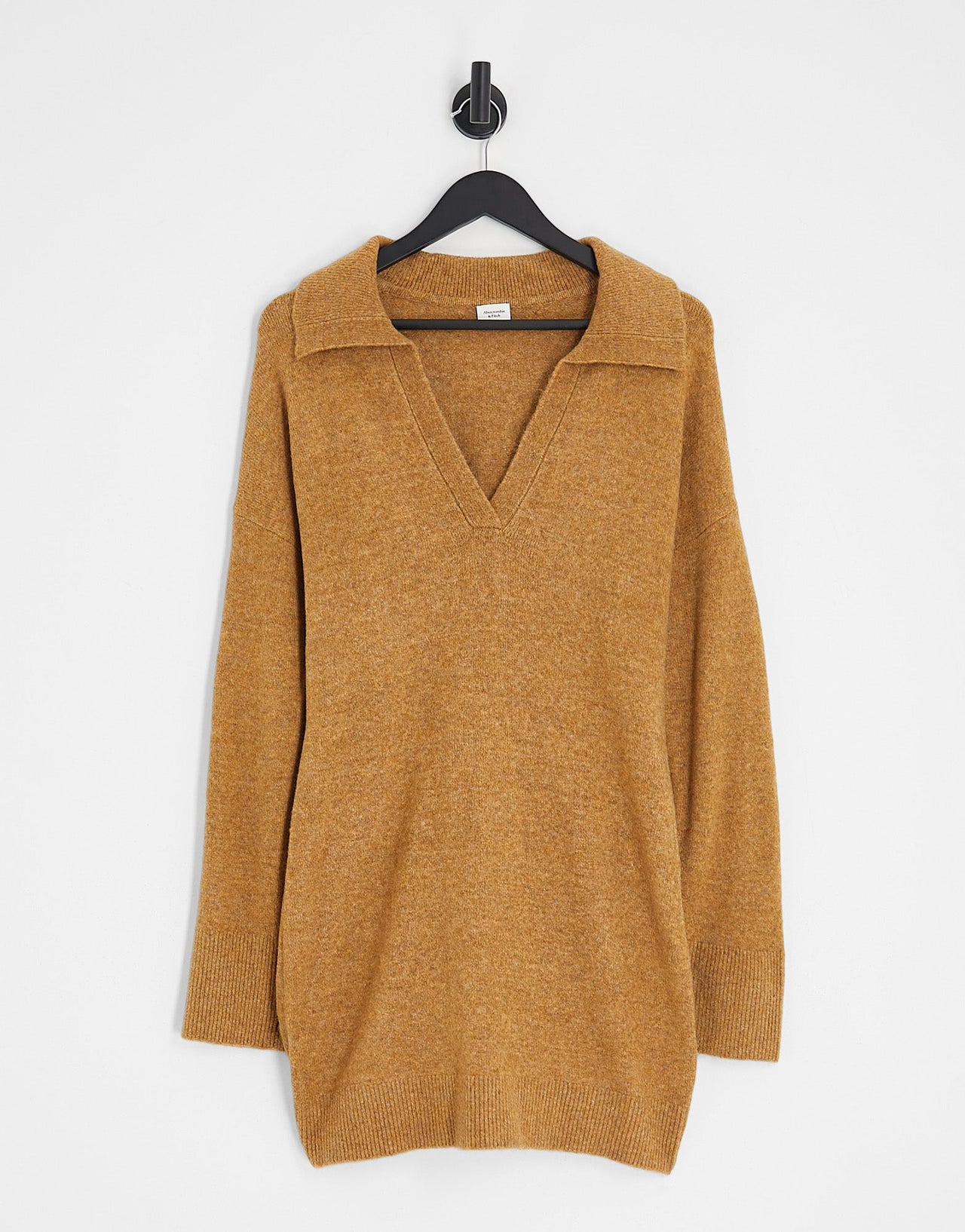 Abercrombie & Fitch long sleeve polo neck mini sweater dress in brown - ASOS Sample Sale