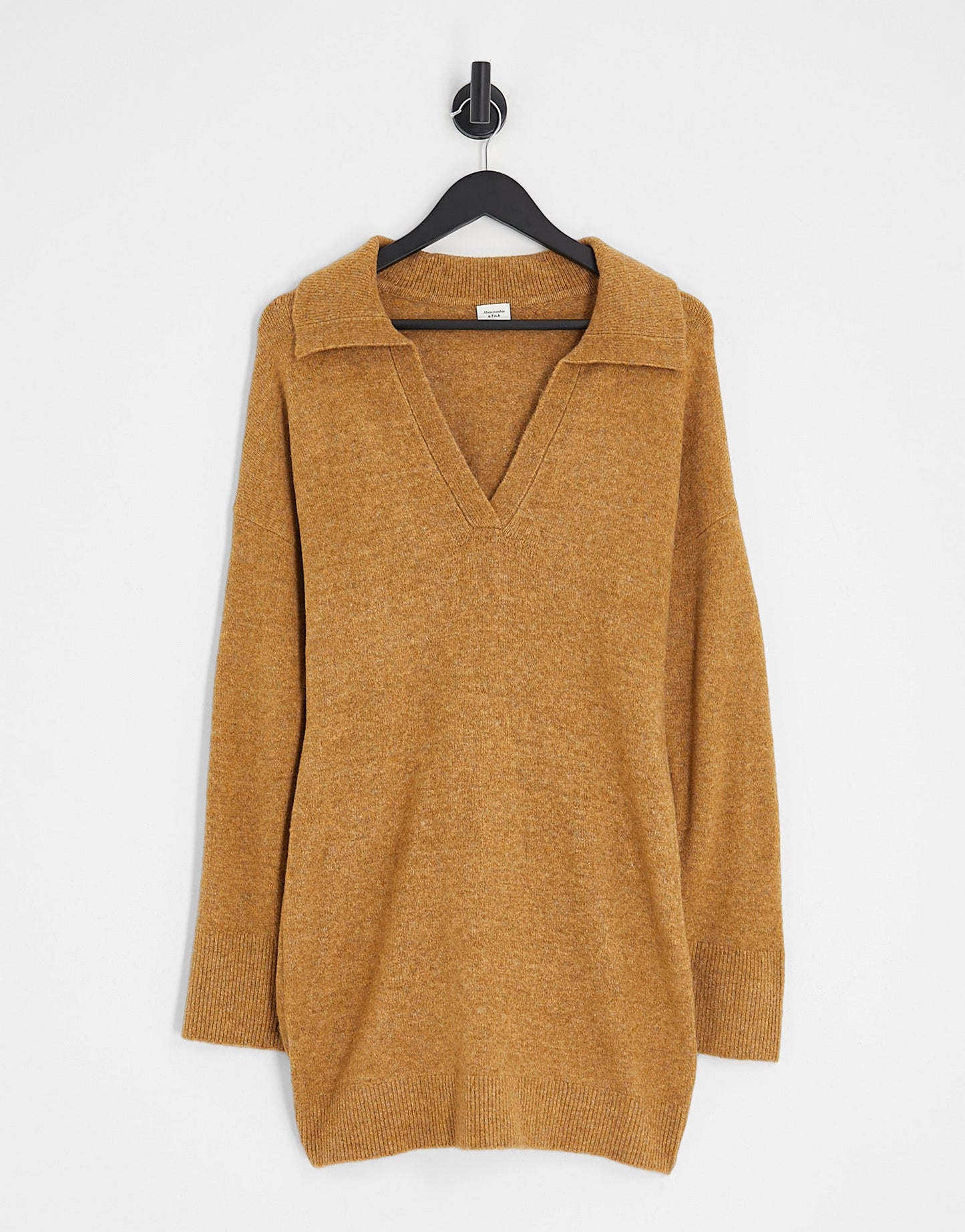 Abercrombie & Fitch long sleeve polo neck mini sweater dress in brown - ASOS Sample Sale