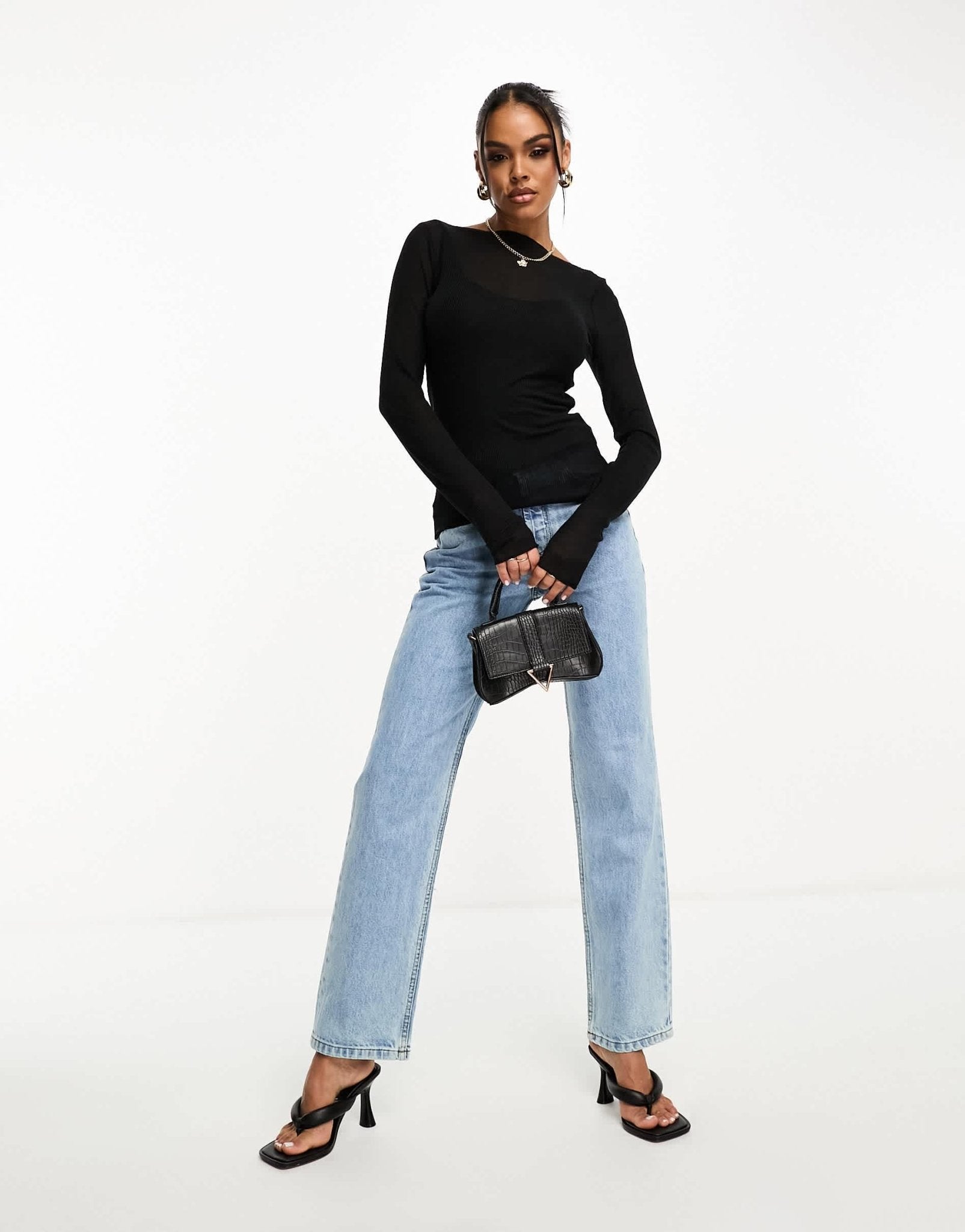 Abercrombie & Fitch long sleeve semi sheer top in black - ASOS Sample Sale