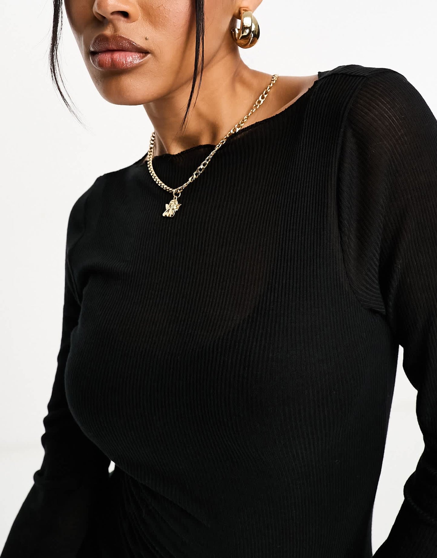 Abercrombie & Fitch long sleeve semi sheer top in black - ASOS Sample Sale