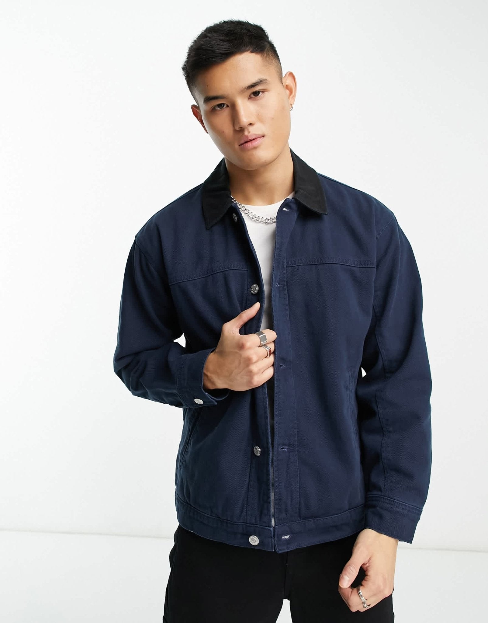 Abercrombie & Fitch mechanic workwear jacket in navy - ASOS Sample Sale