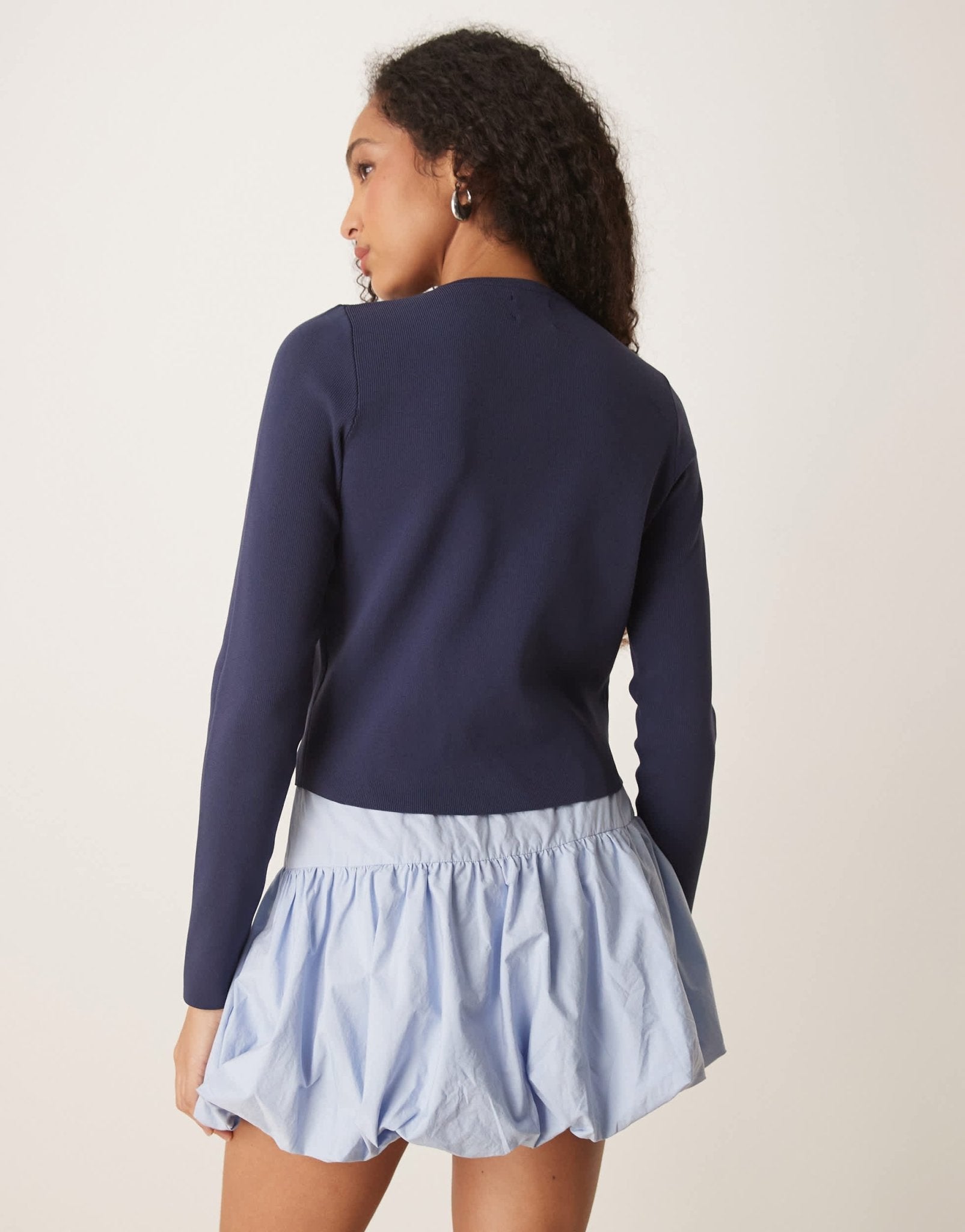 Abercrombie & Fitch mid rise drop waist bubble mini skort in blue - ASOS Sample Sale