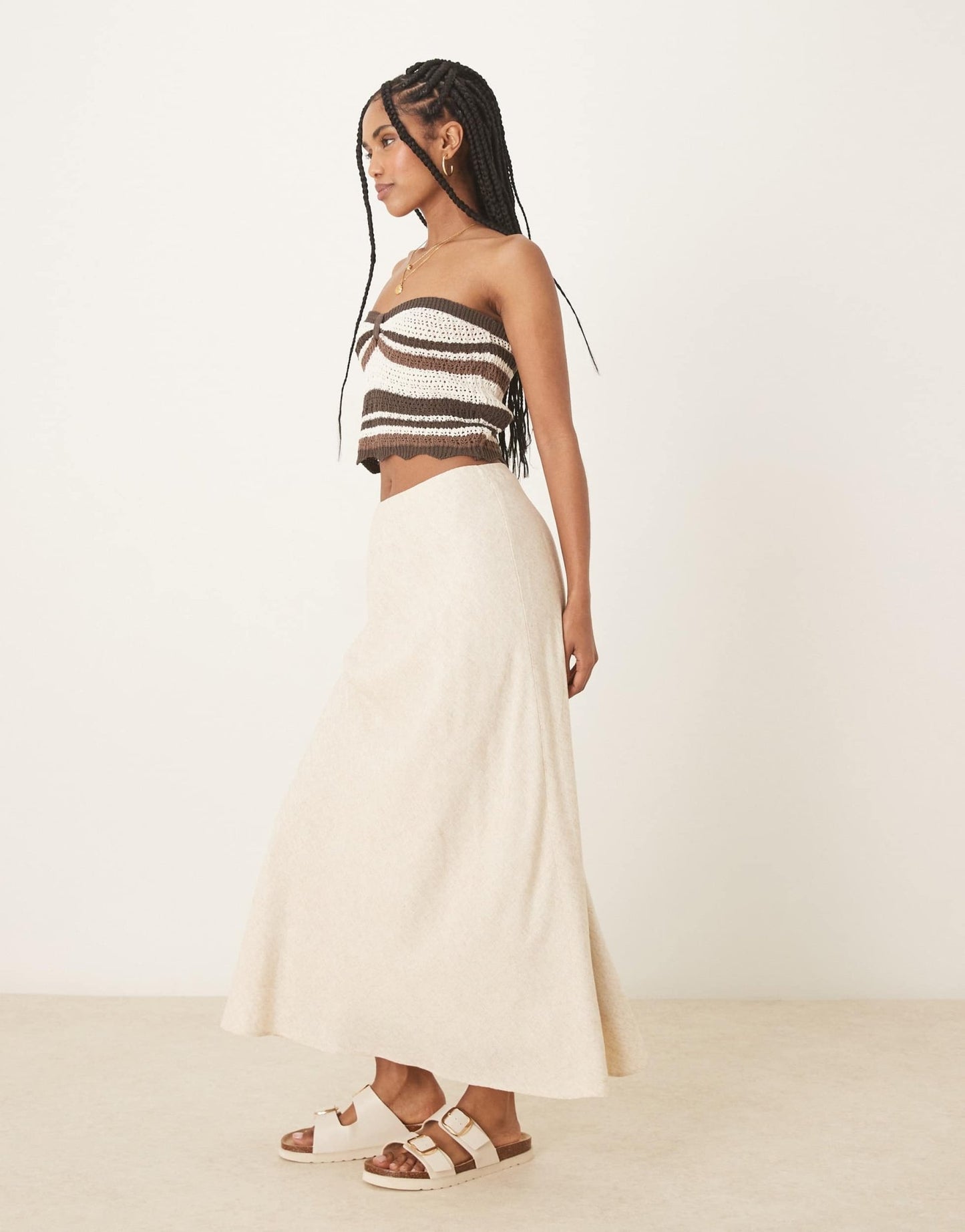 Abercrombie & Fitch mid rise linen maxi skirt in oatmeal - ASOS Sample Sale
