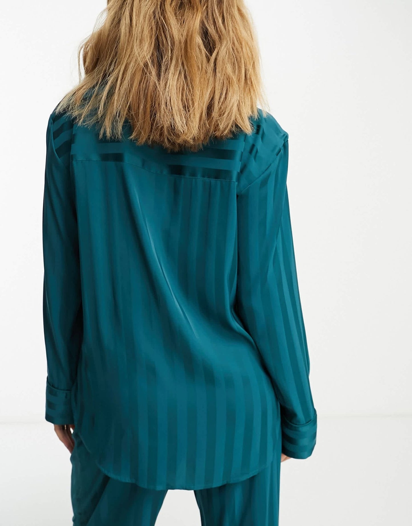 Abercrombie & Fitch mix & match satin button through pyjama top in teal - ASOS Sample Sale