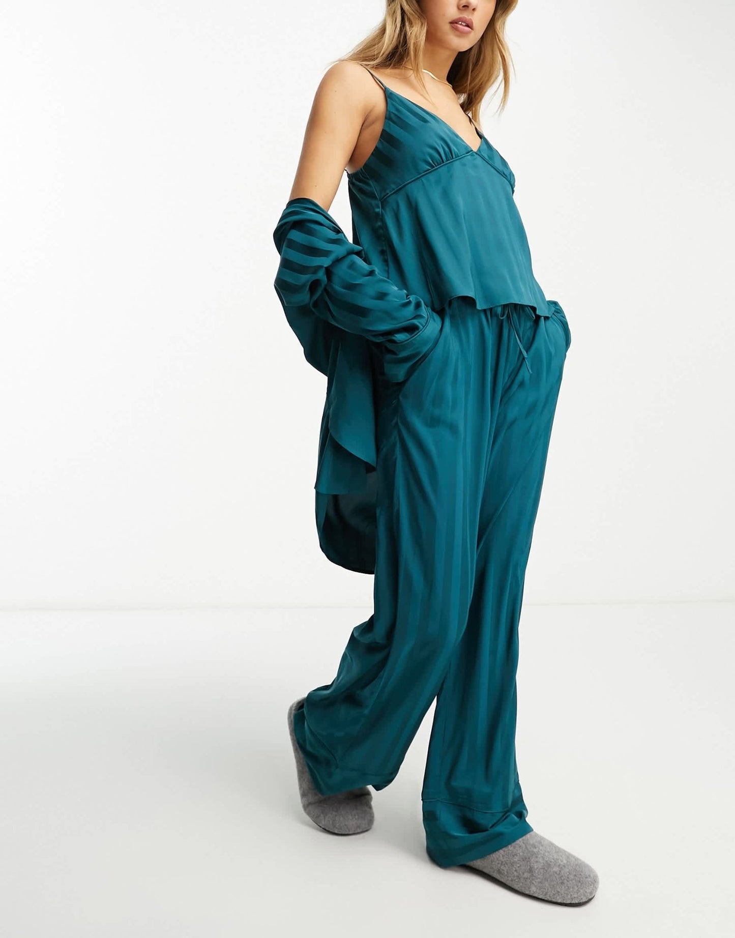 Abercrombie & Fitch mix & match satin pyjama bottoms in teal - ASOS Sample Sale