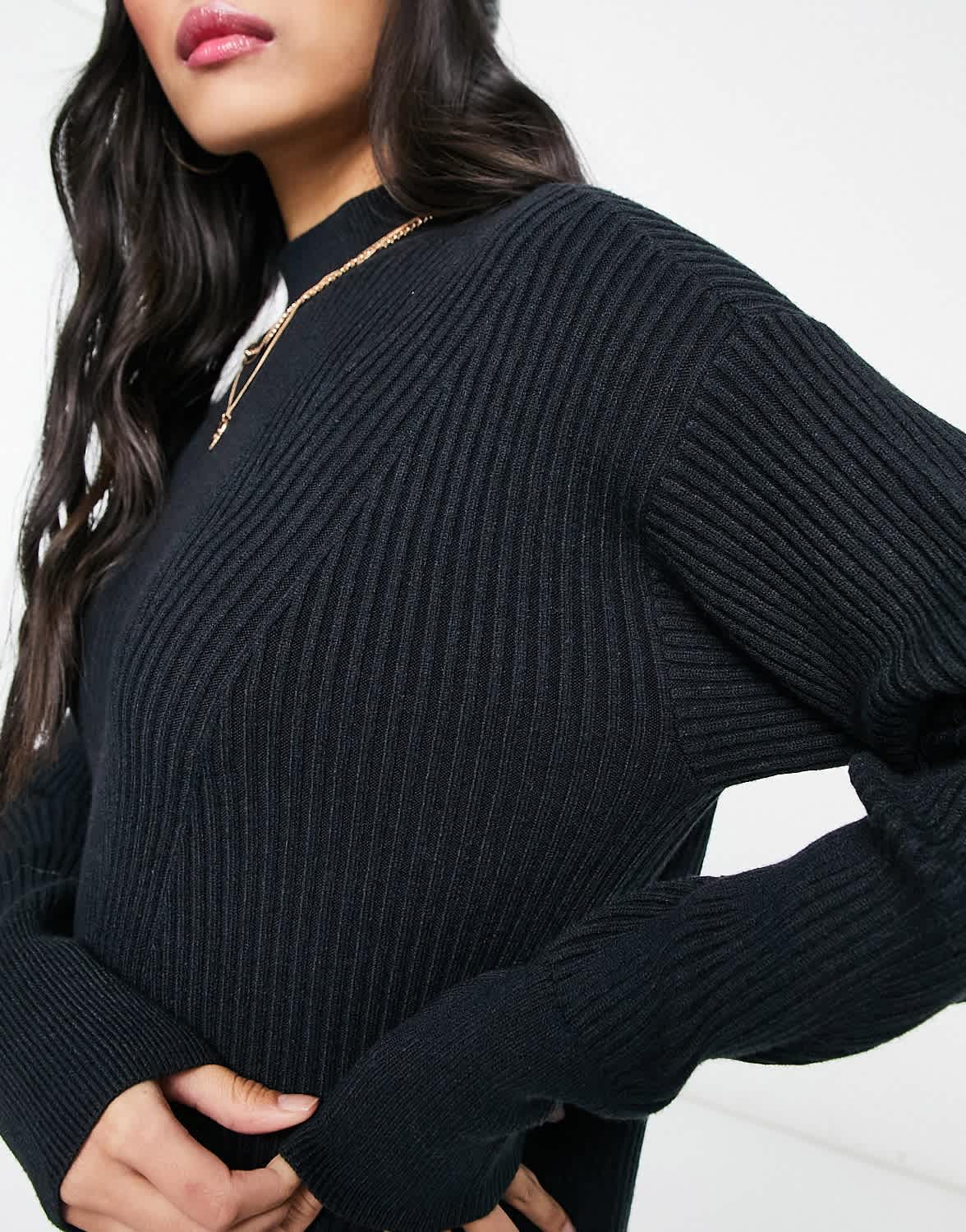 Abercrombie & Fitch mock neck sweater dress in black - ASOS Sample Sale