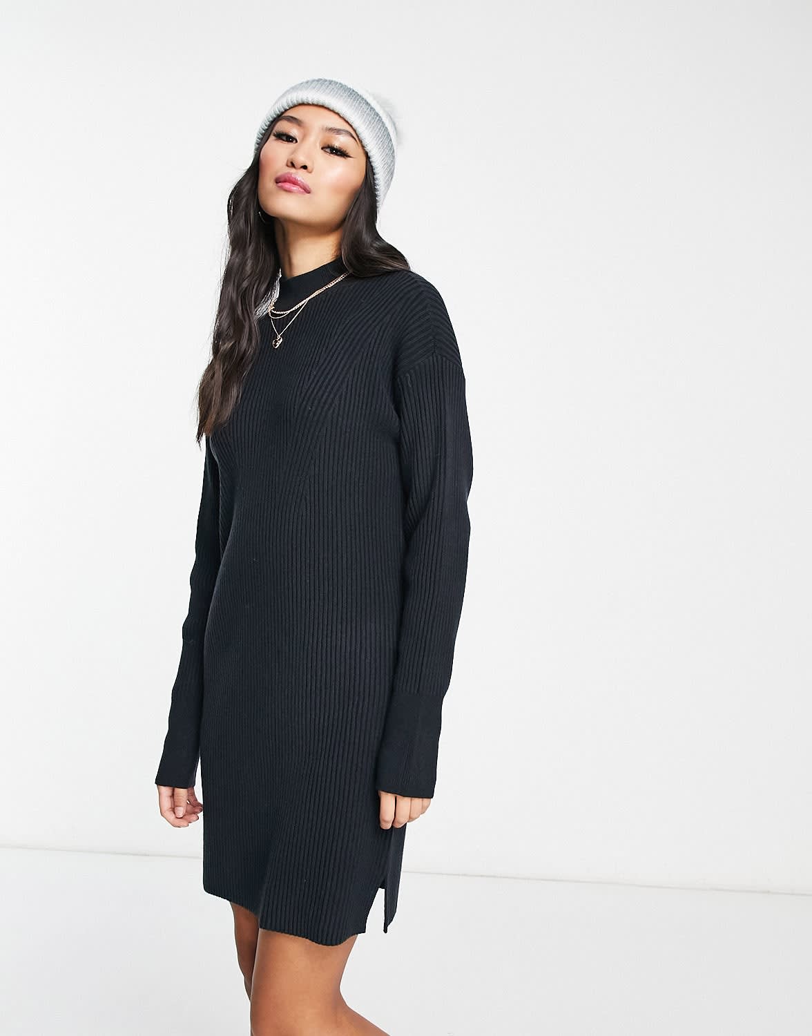 Abercrombie & Fitch mock neck sweater dress in black - ASOS Sample Sale