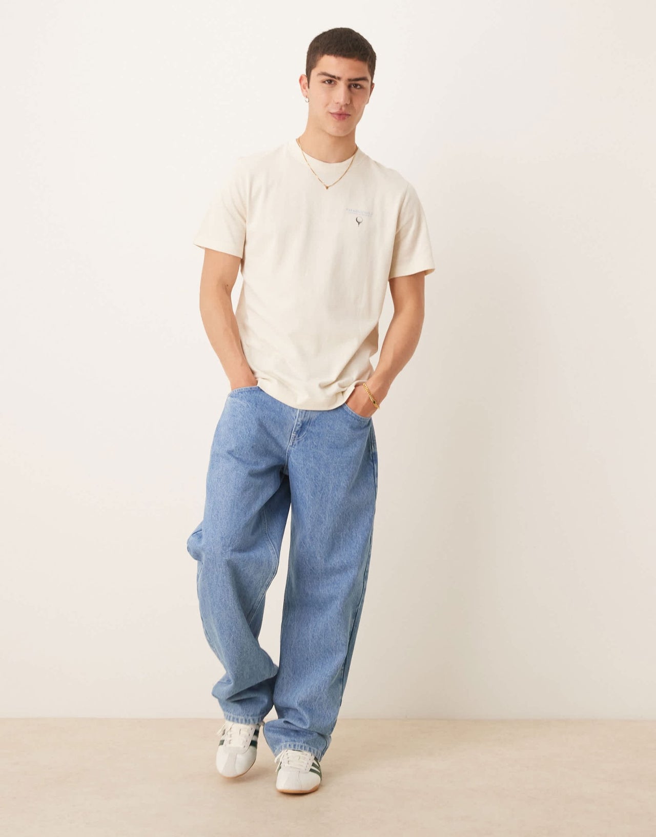 Abercrombie & Fitch motif back print classic t-shirt in beige - ASOS Sample Sale