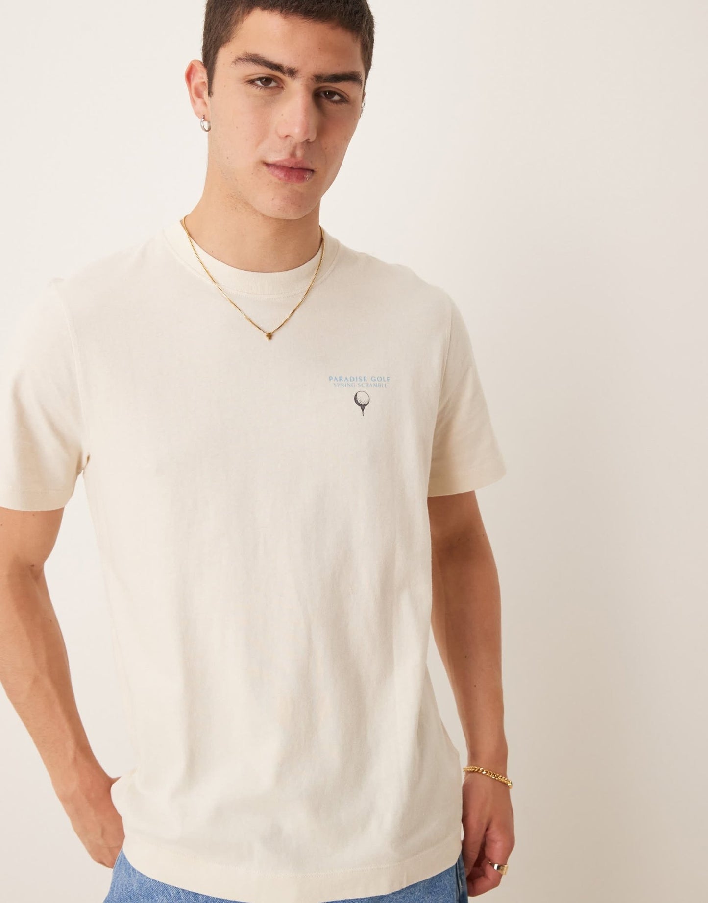 Abercrombie & Fitch motif back print classic t-shirt in beige - ASOS Sample Sale