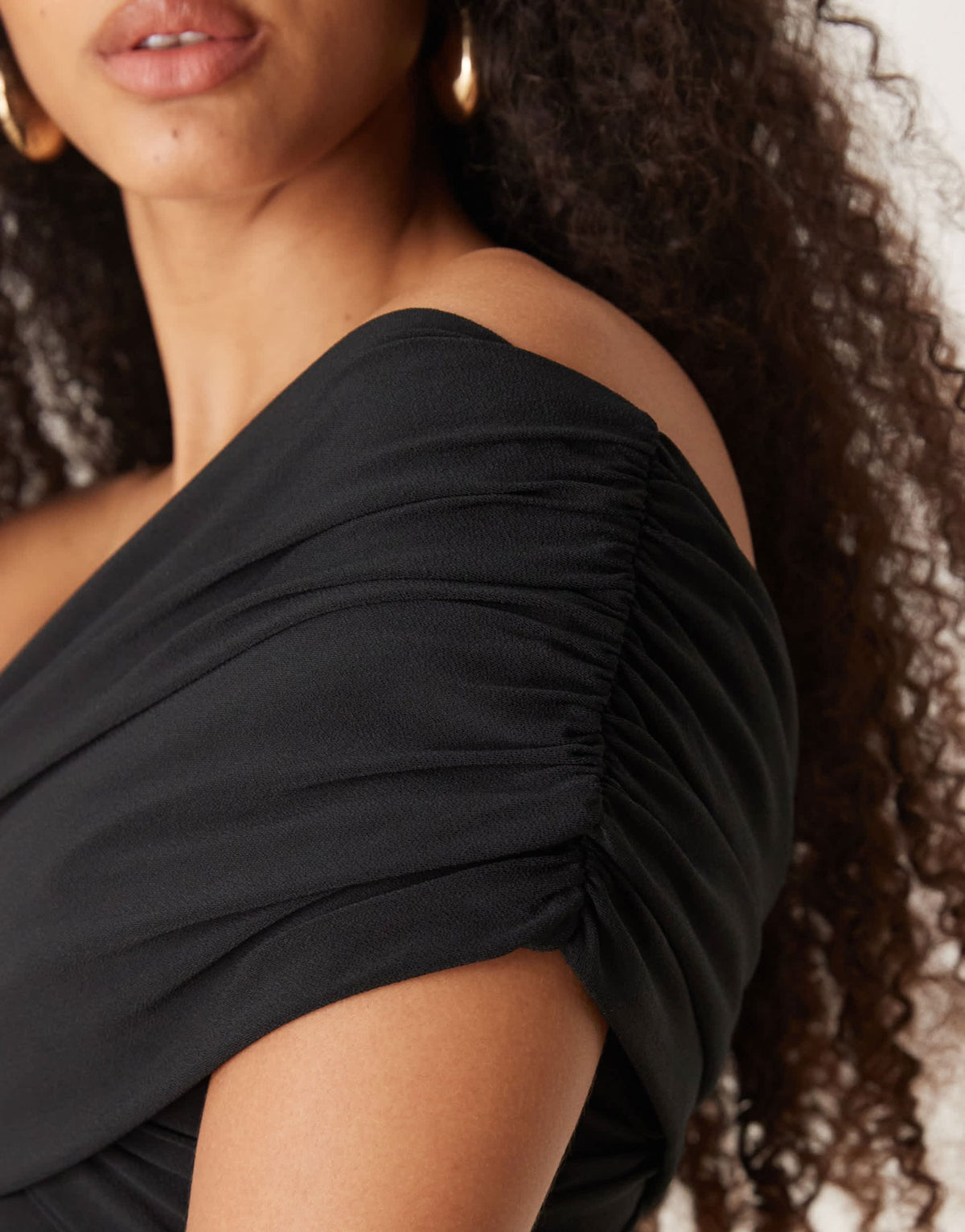 Abercrombie & Fitch off shoulder asymetric wrap bodysuit in black - ASOS Sample Sale