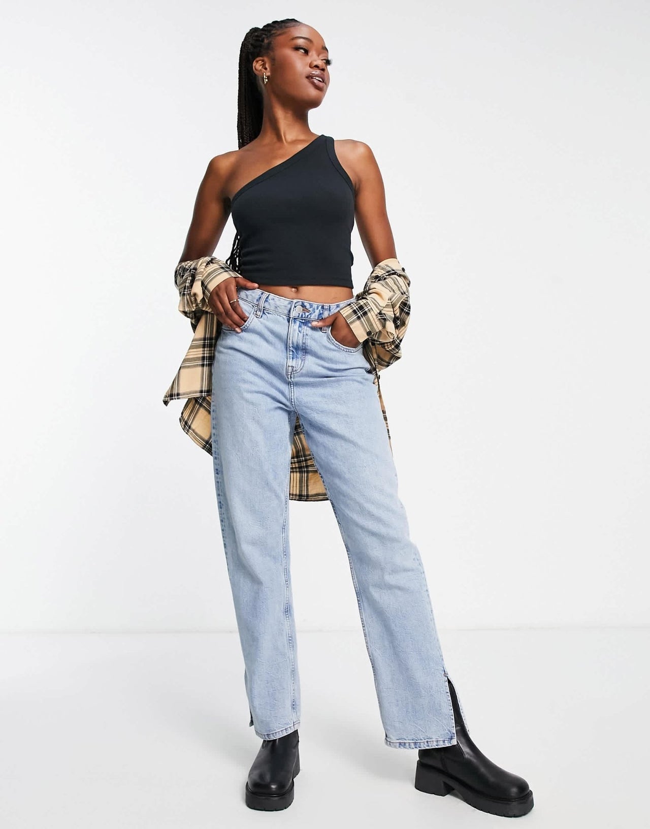 Abercrombie & Fitch on shoulder four way tank top in black - ASOS Sample Sale