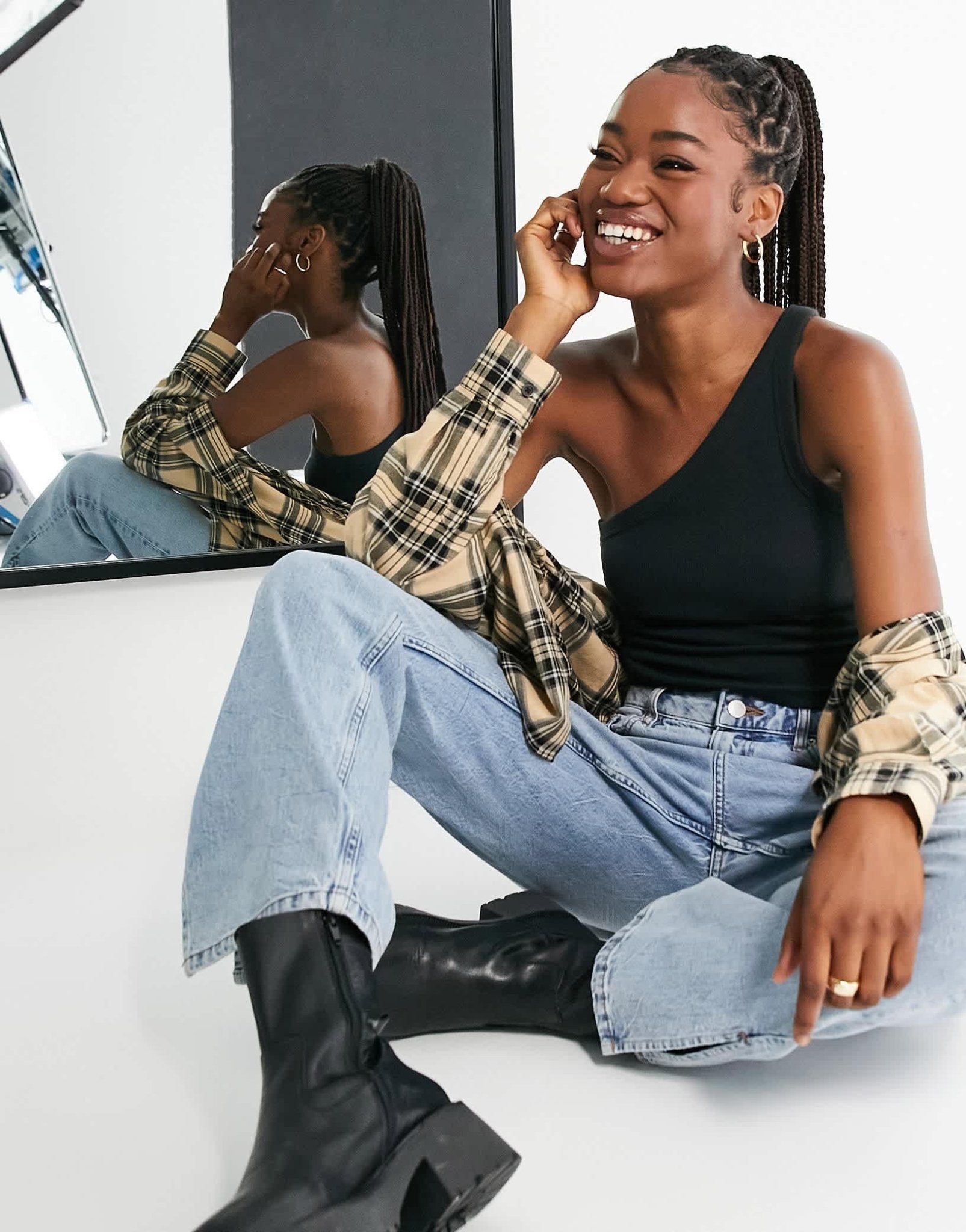 Abercrombie & Fitch on shoulder four way tank top in black - ASOS Sample Sale