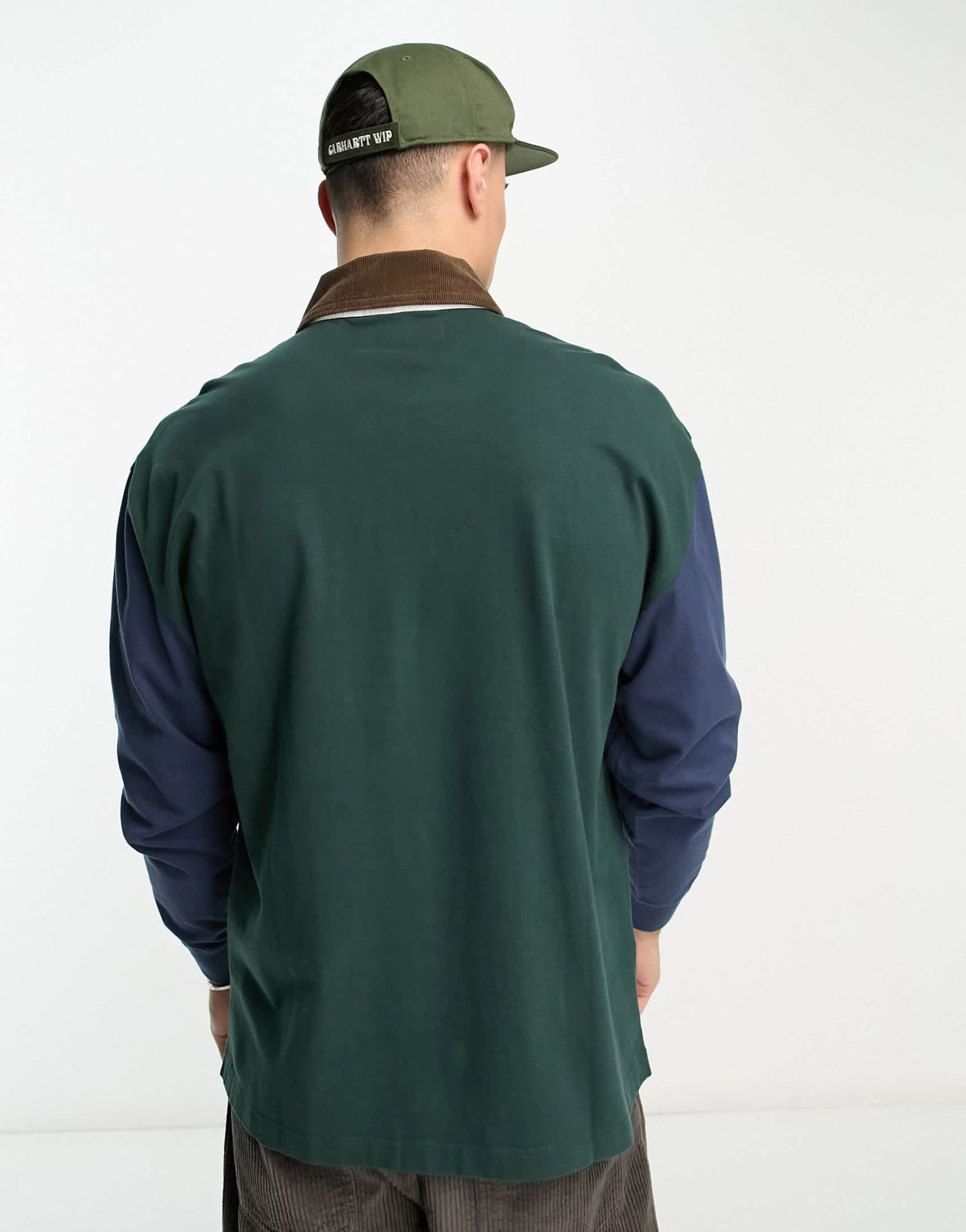 Abercrombie & Fitch oversized colour block rugby polo in dark green - ASOS Sample Sale