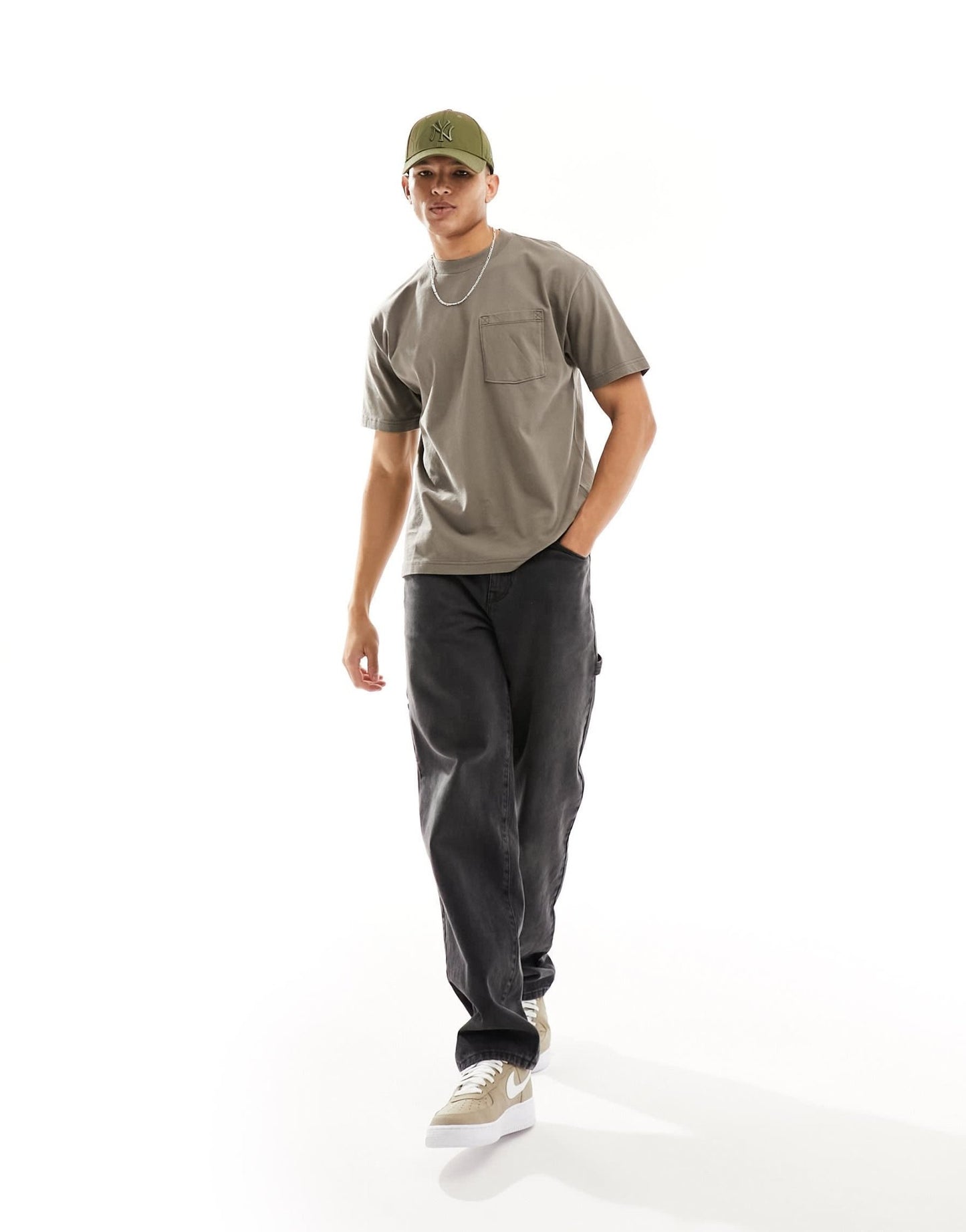Abercrombie & Fitch oversized t-shirt with pocket in khaki green - ASOS Sample Sale