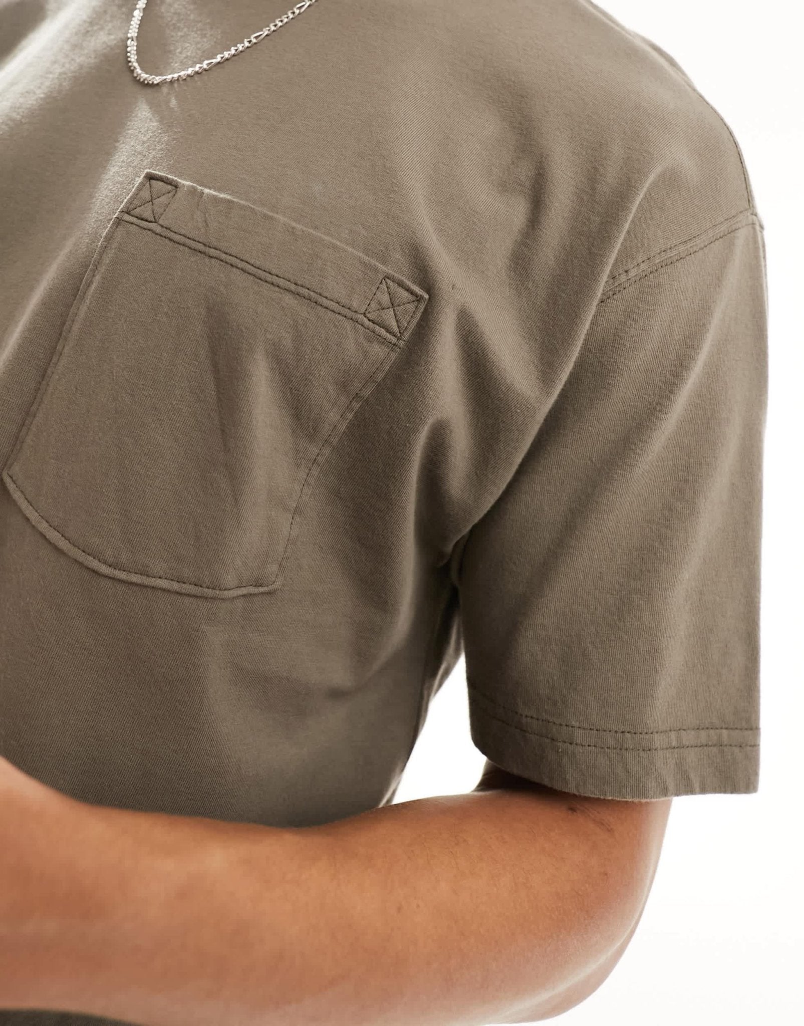 Abercrombie & Fitch oversized t-shirt with pocket in khaki green - ASOS Sample Sale