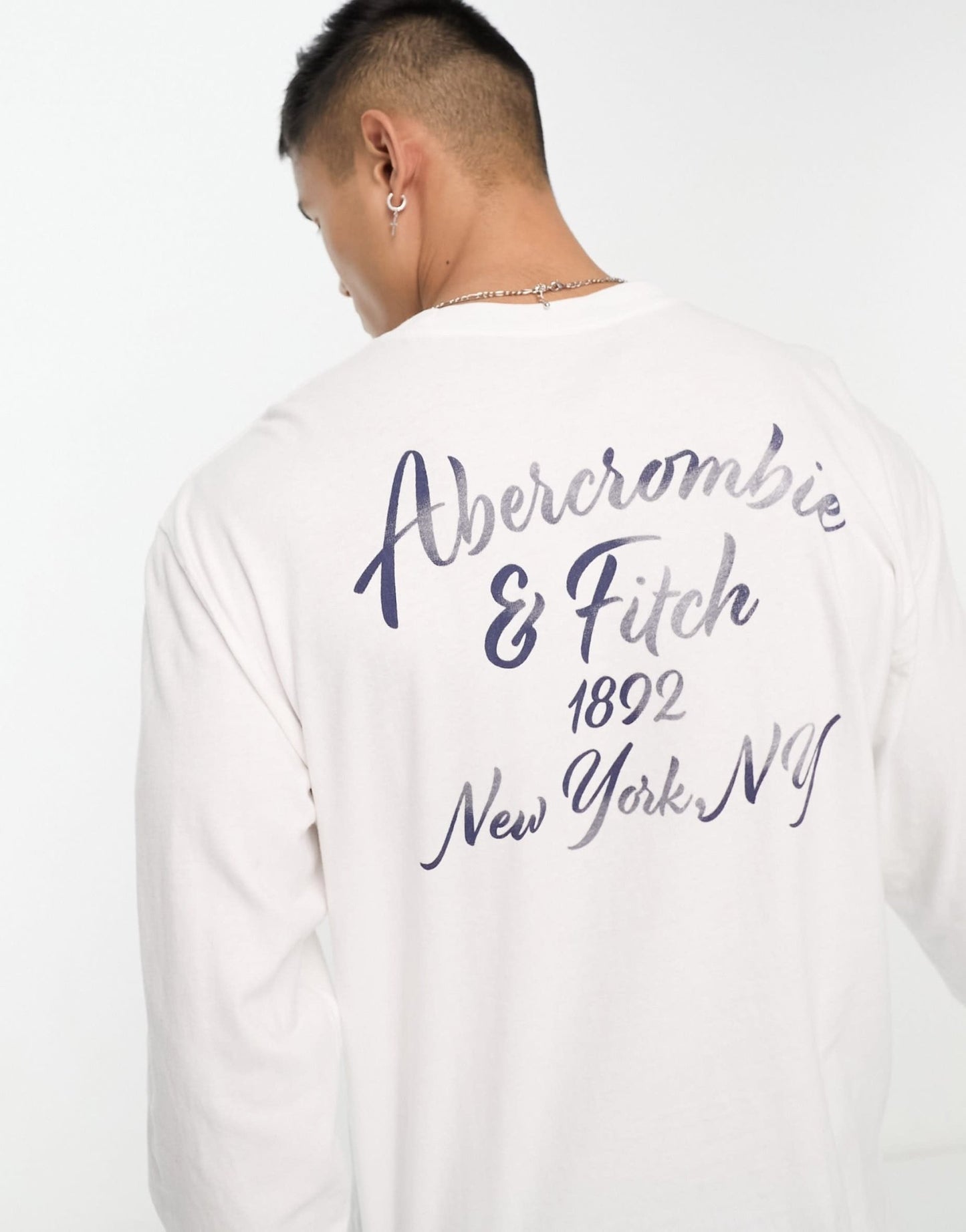 Abercrombie & Fitch patch & back logo long sleeve top in white - ASOS Sample Sale