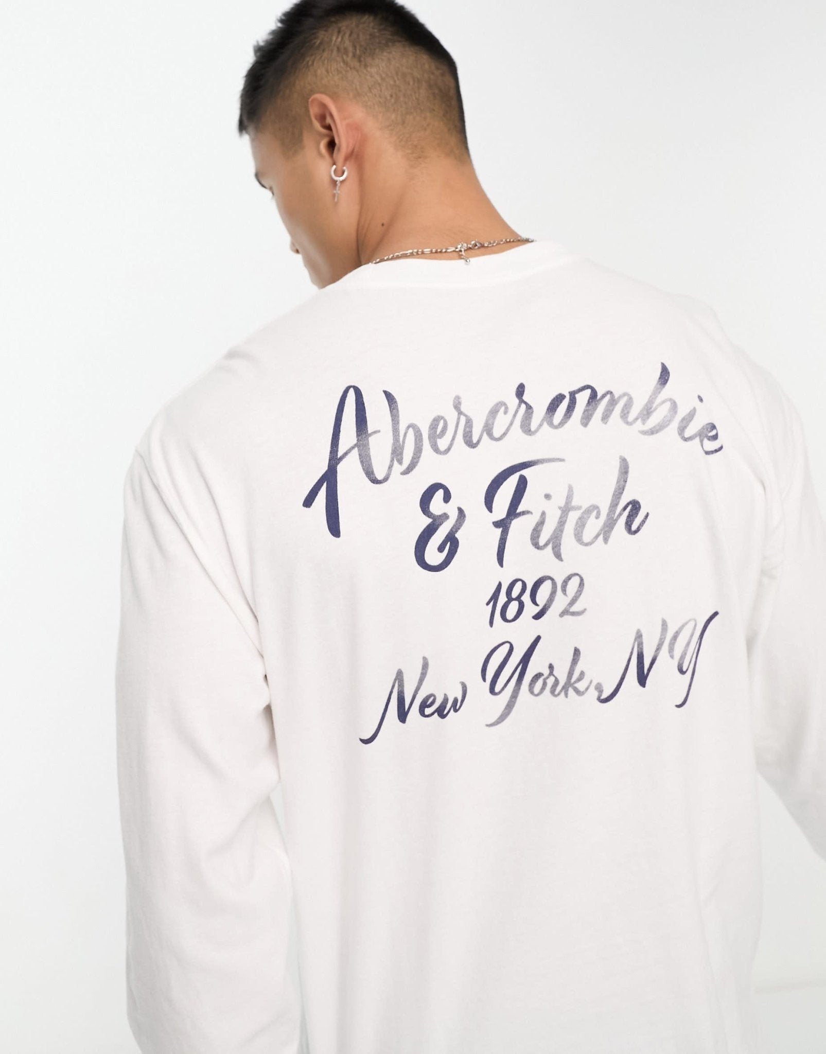 Abercrombie & Fitch patch & back logo long sleeve top in white - ASOS Sample Sale