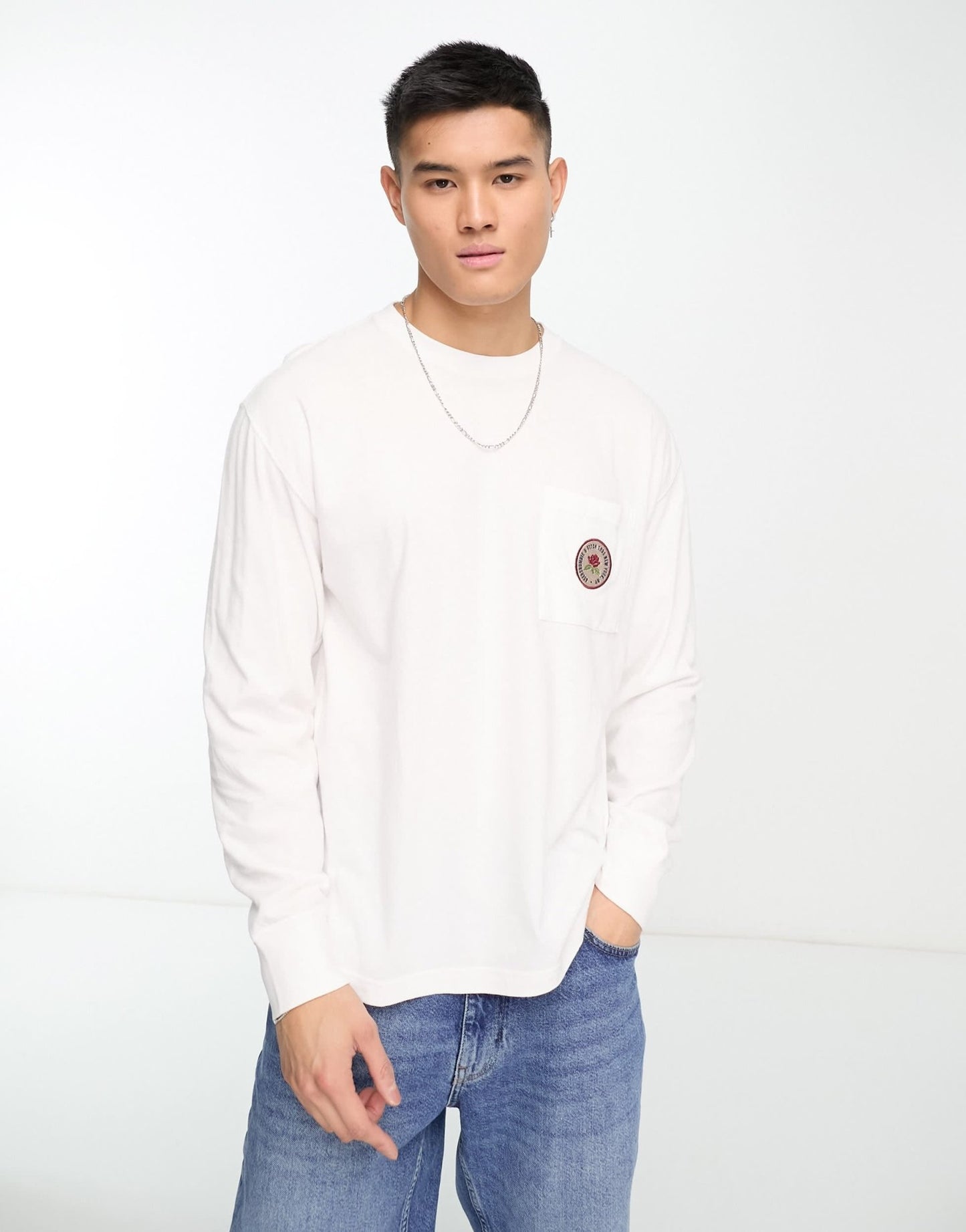 Abercrombie & Fitch patch & back logo long sleeve top in white - ASOS Sample Sale