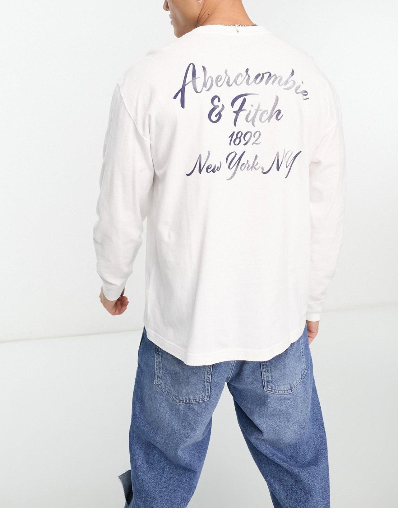 Abercrombie & Fitch patch & back logo long sleeve top in white - ASOS Sample Sale