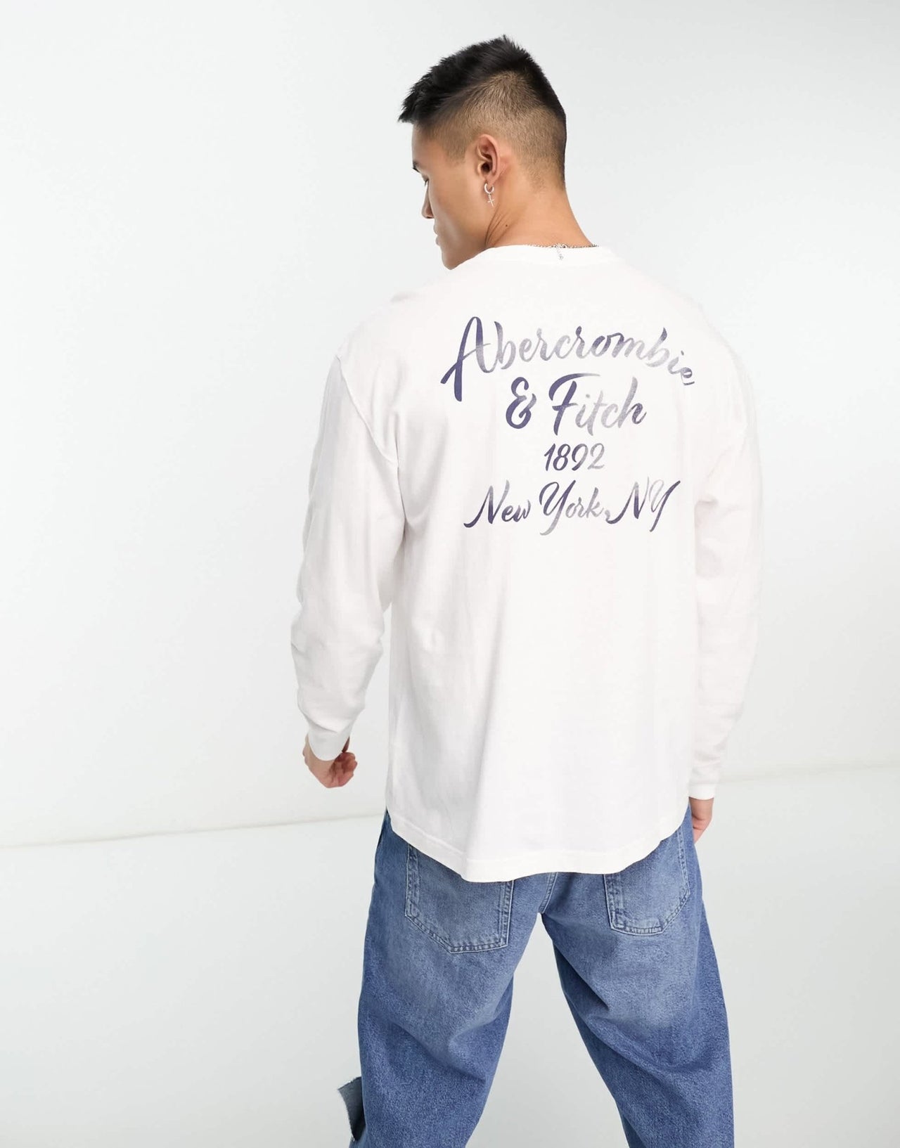 Abercrombie & Fitch patch & back logo long sleeve top in white - ASOS Sample Sale