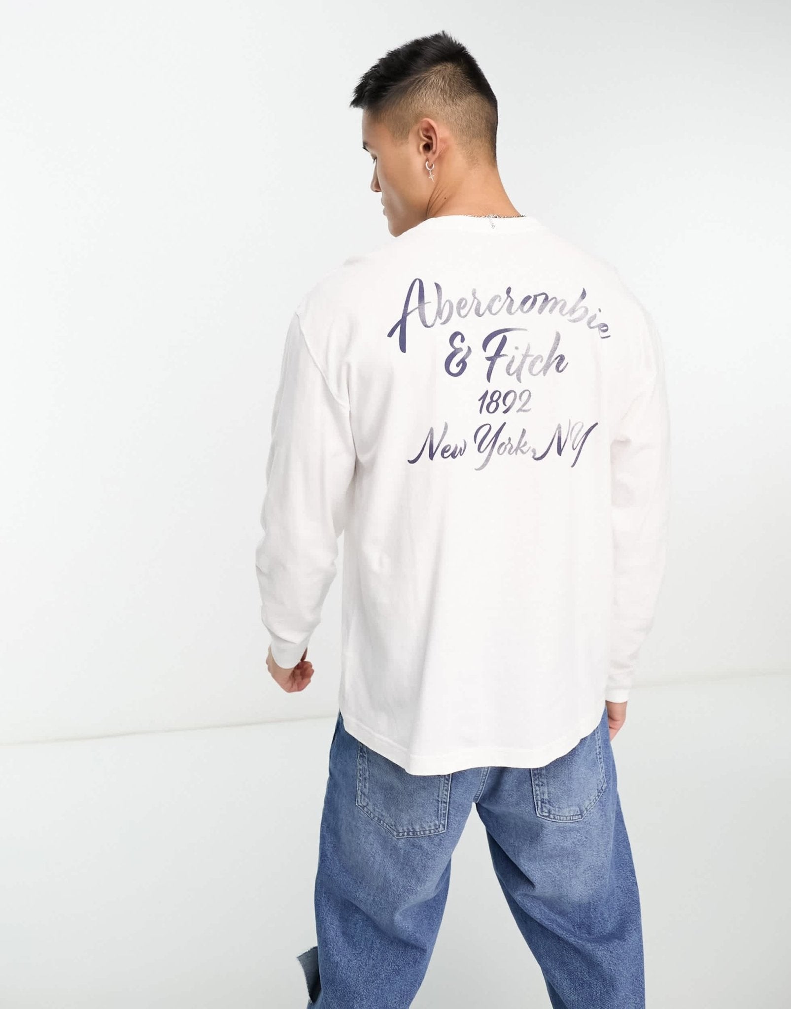 Abercrombie & Fitch patch & back logo long sleeve top in white - ASOS Sample Sale